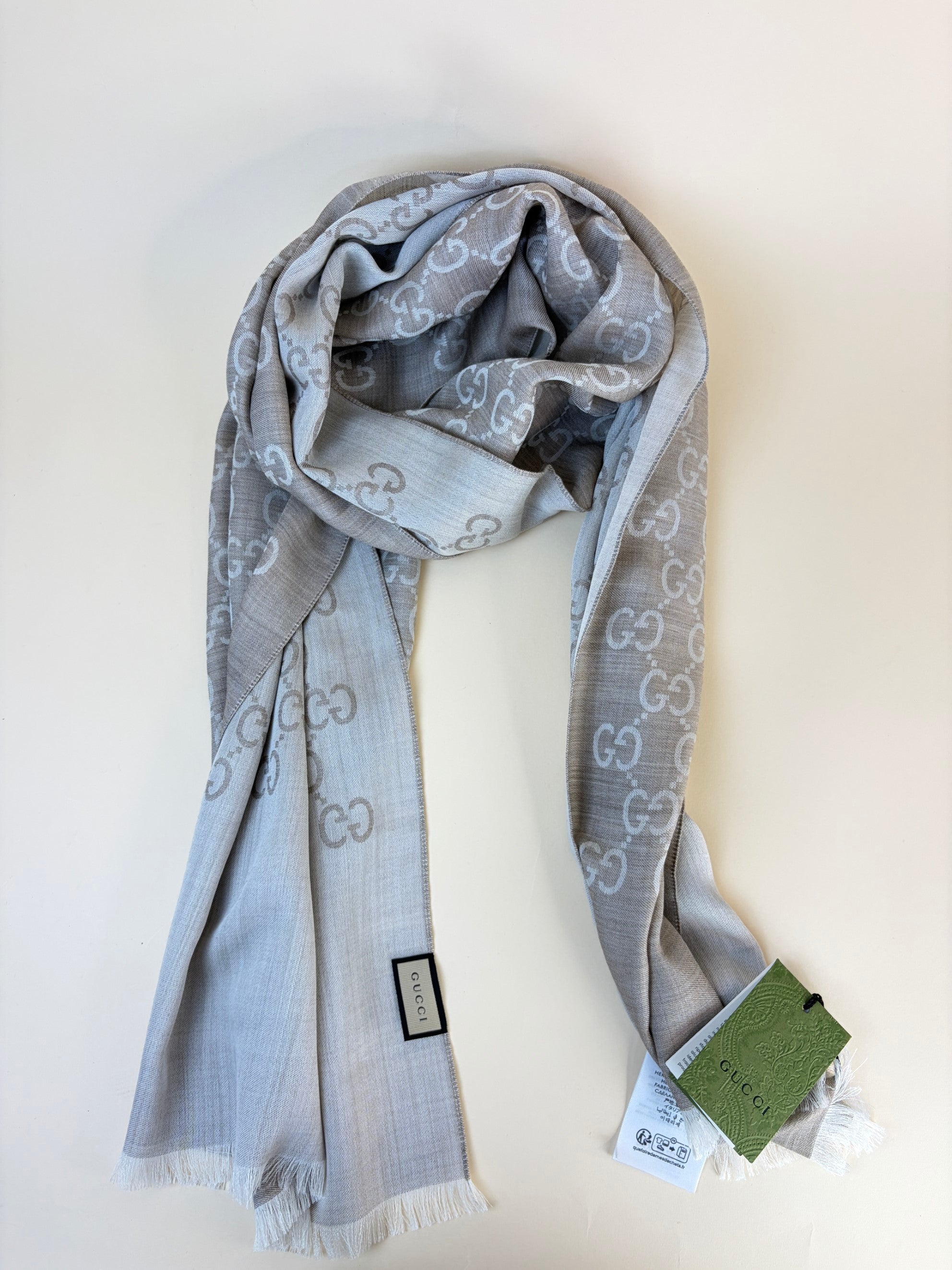 Gucci Sand GG Monogram Silk/Wool Scarf
