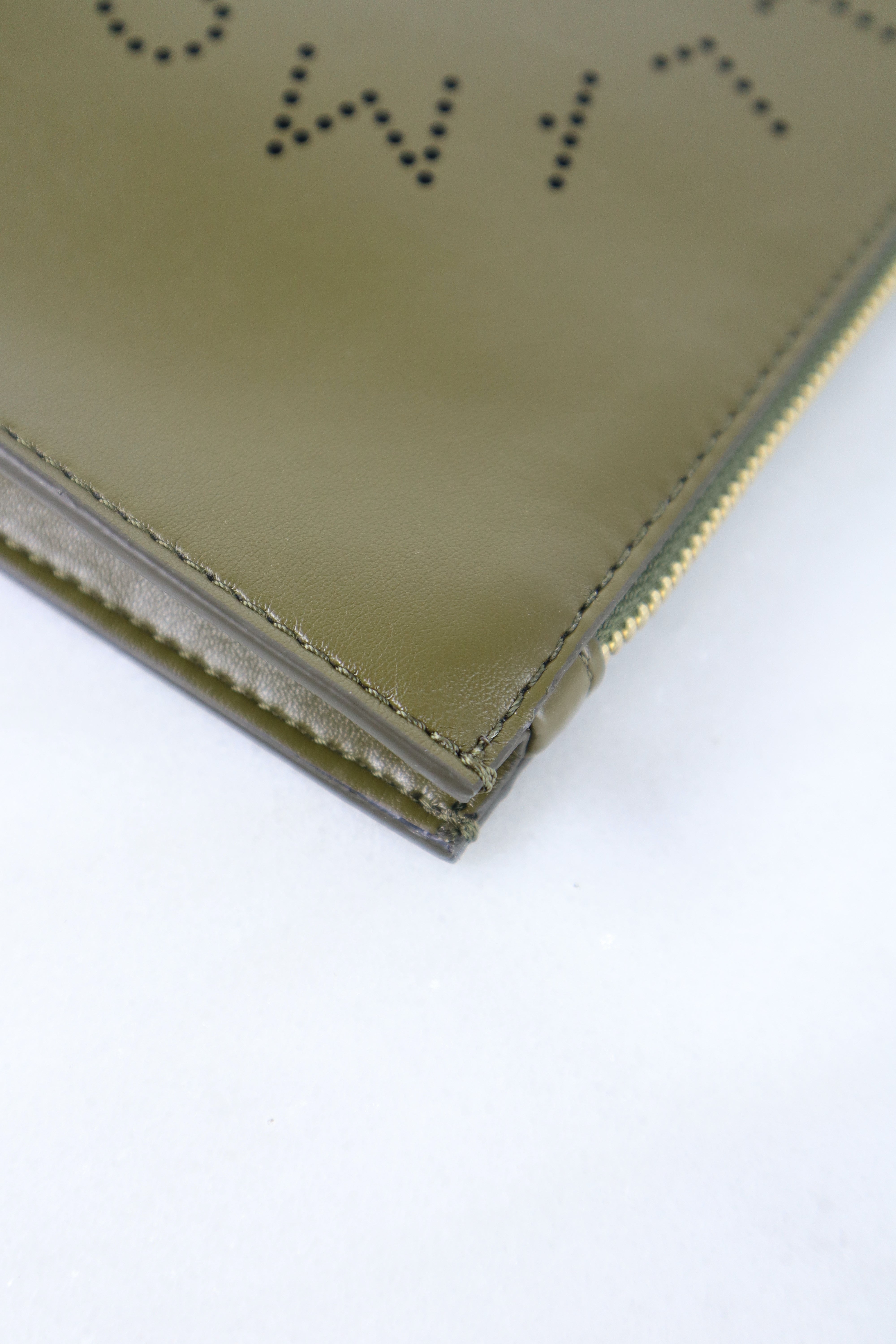 Stella Mccartney Olive Alter Nappa Perforated Logo Pouch