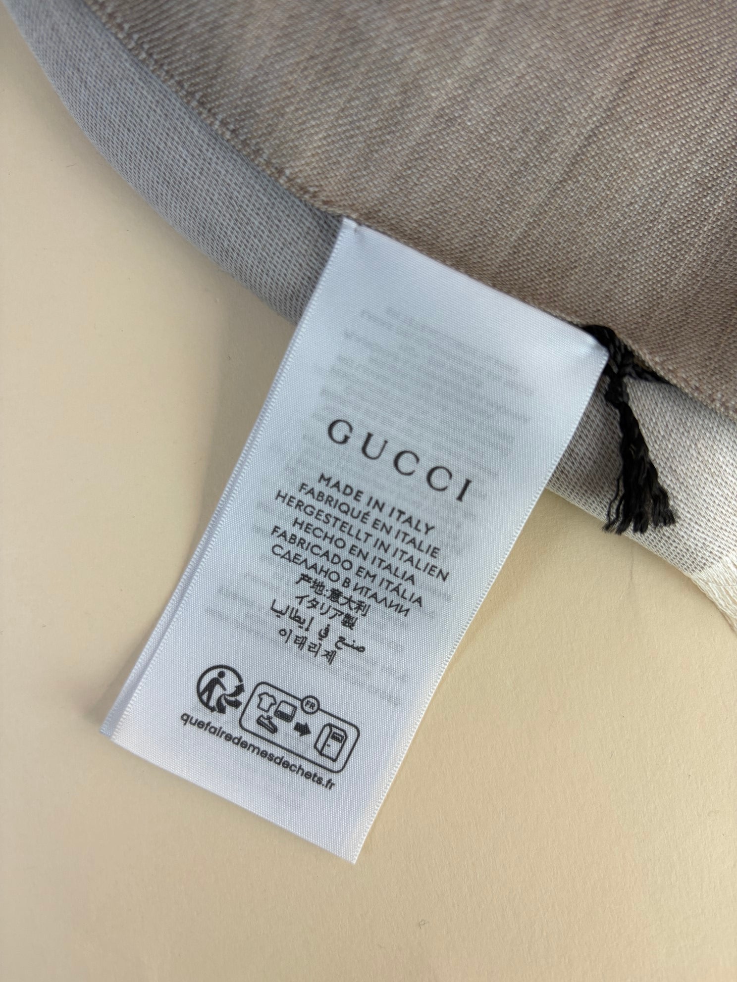 Gucci Sand GG Monogram Silk/Wool Scarf