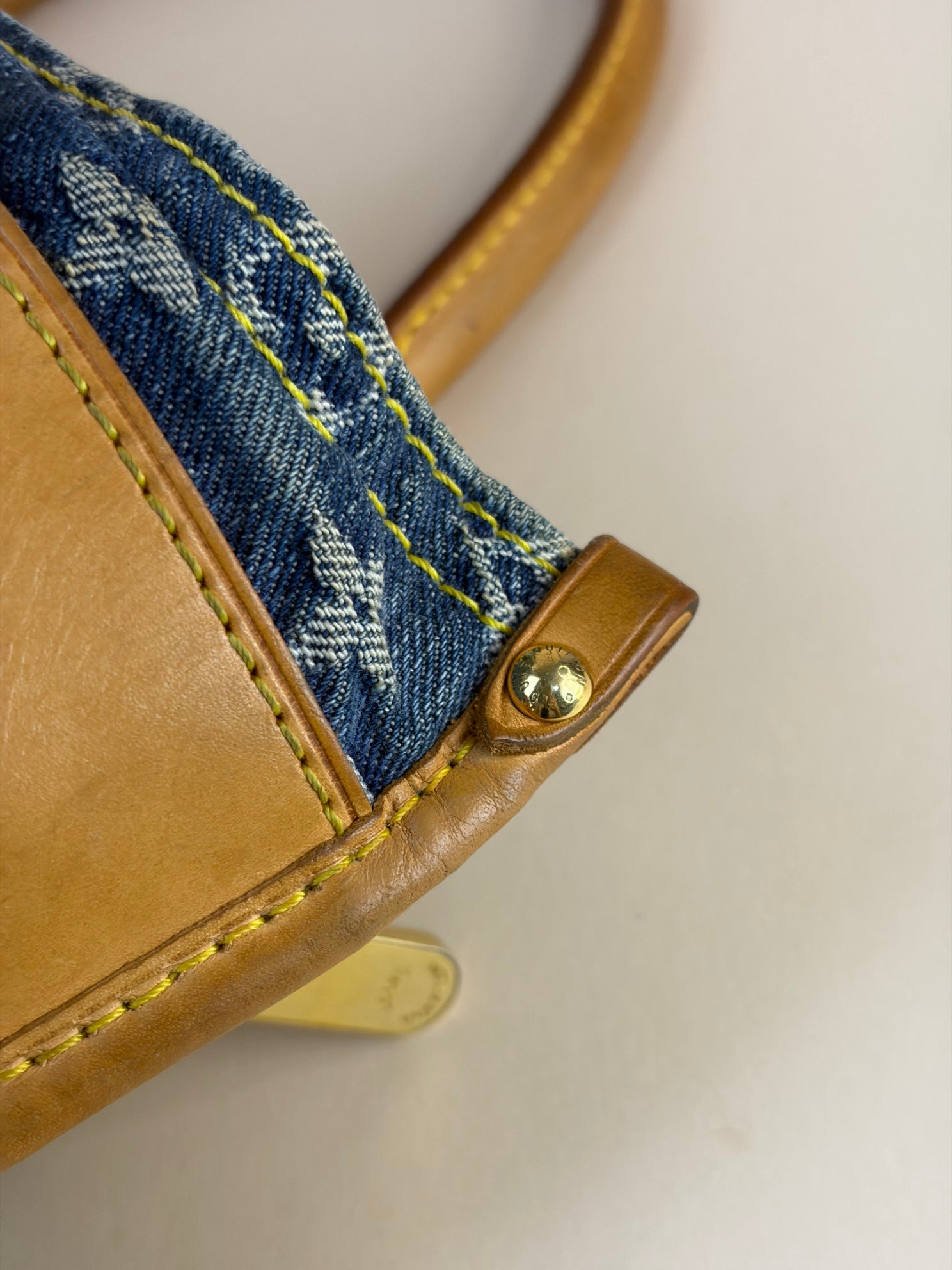 louis Vuitton blue monogram denim sac plat tote bag