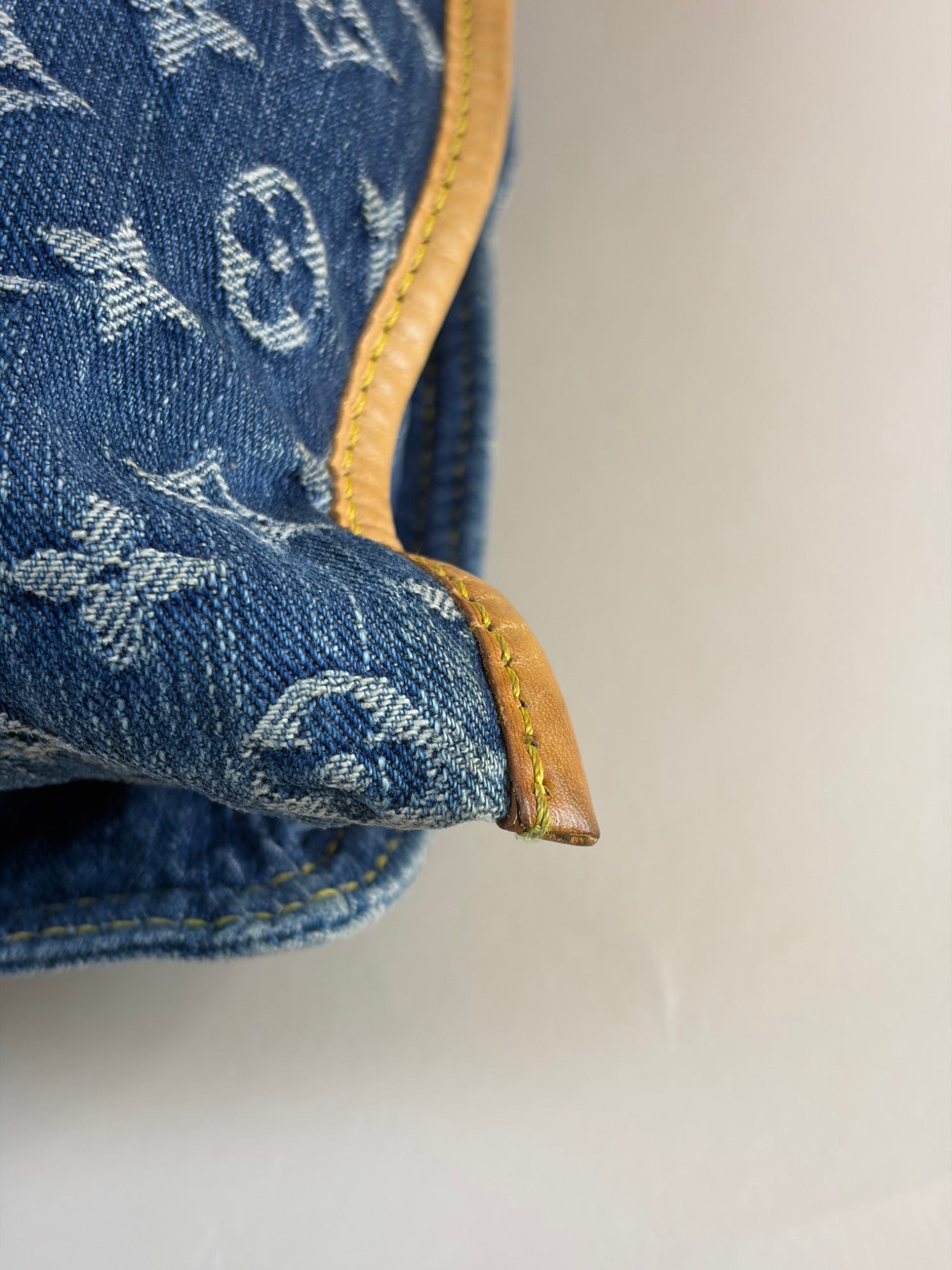 louis Vuitton blue monogram denim sac plat tote bag