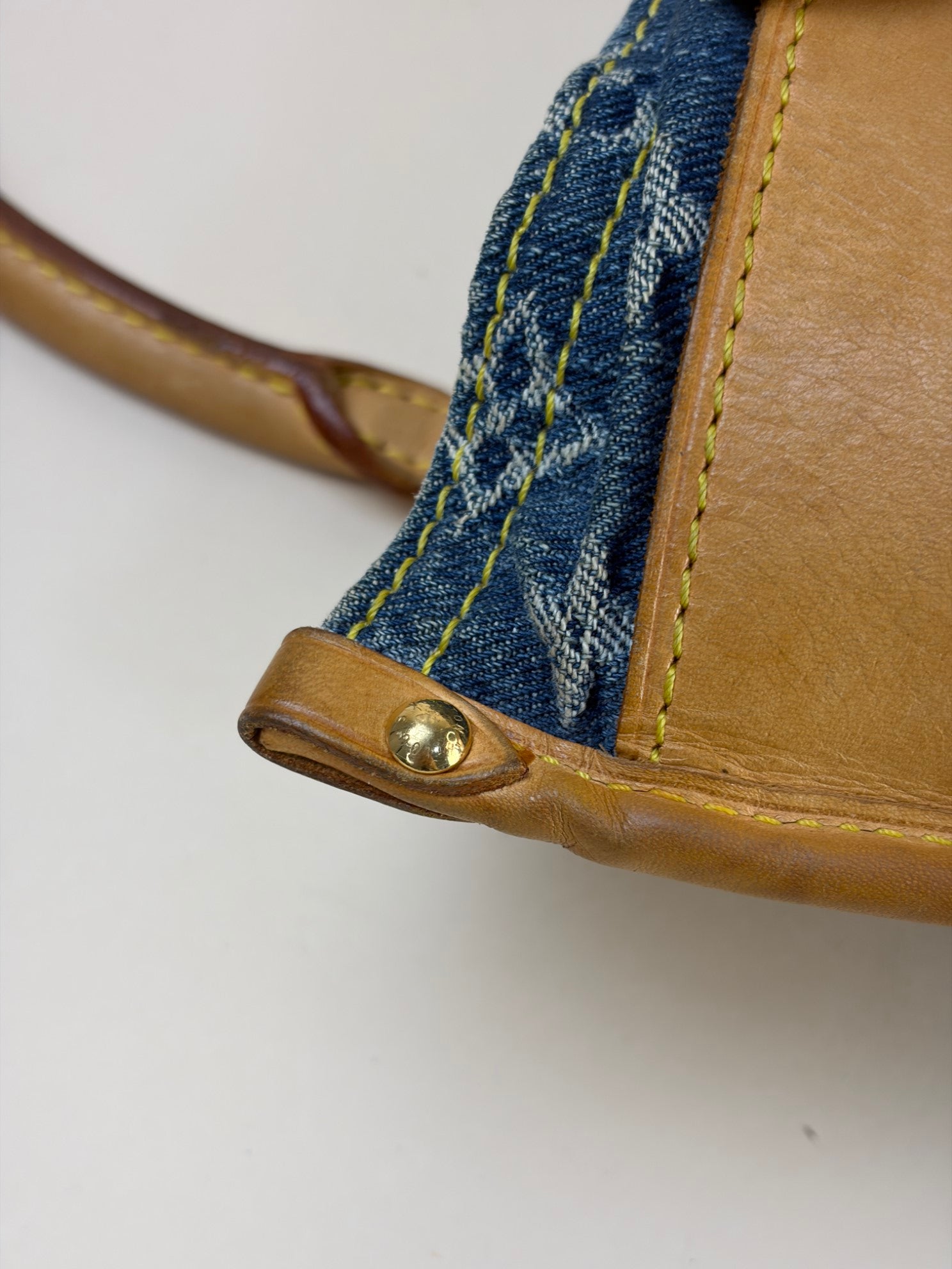 louis Vuitton blue monogram denim sac plat tote bag