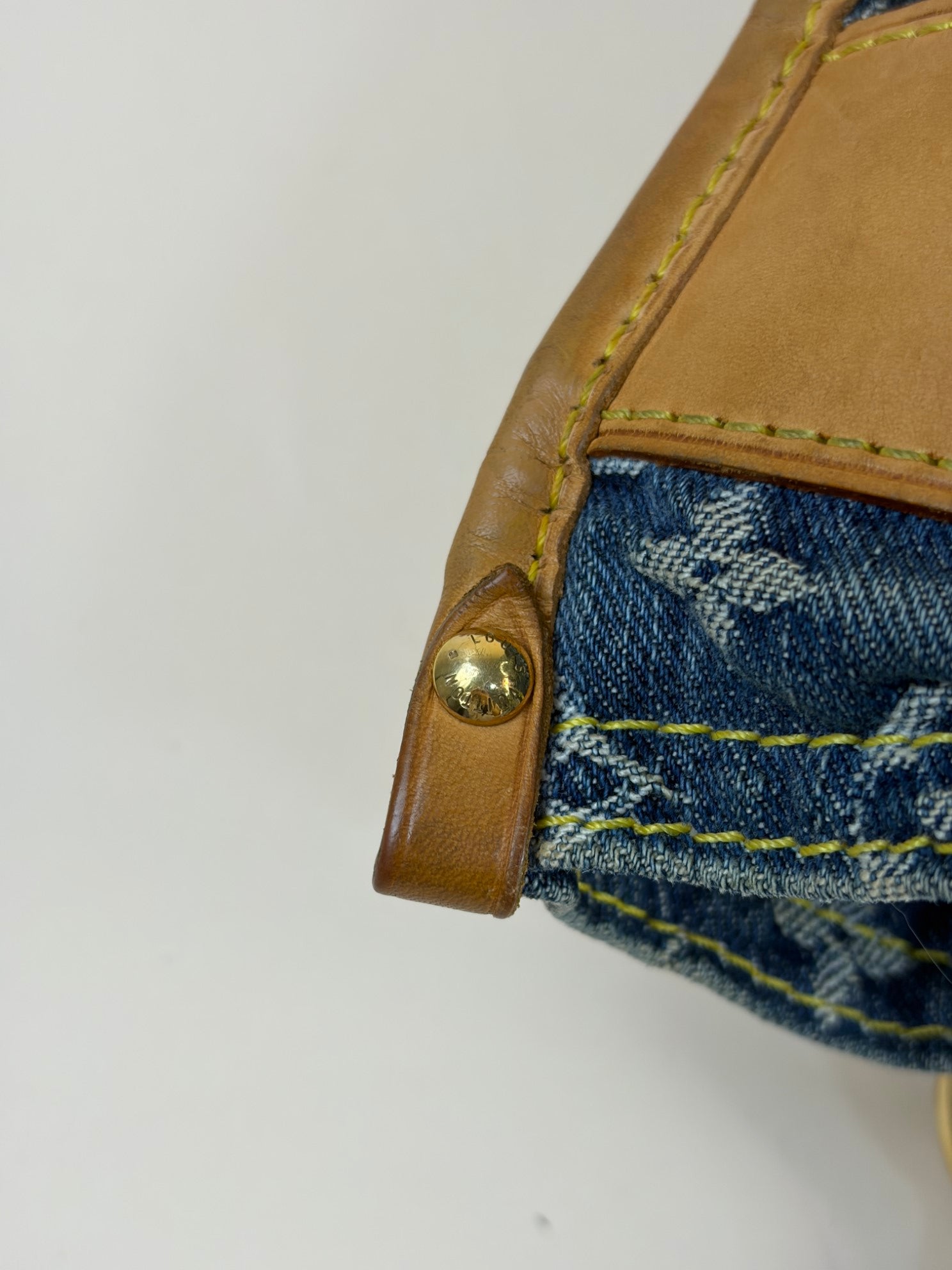 louis Vuitton blue monogram denim sac plat tote bag