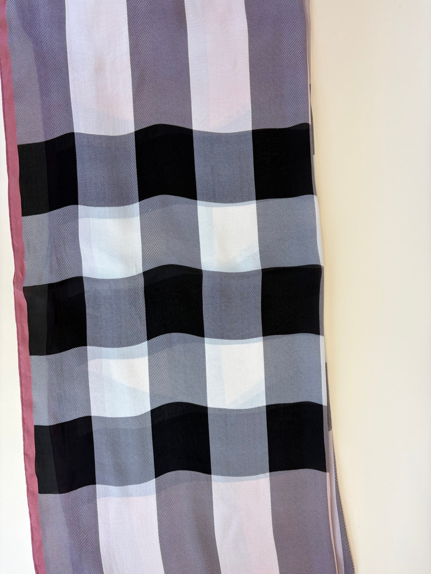 Burberry Pink Giant Check Silk Scarf