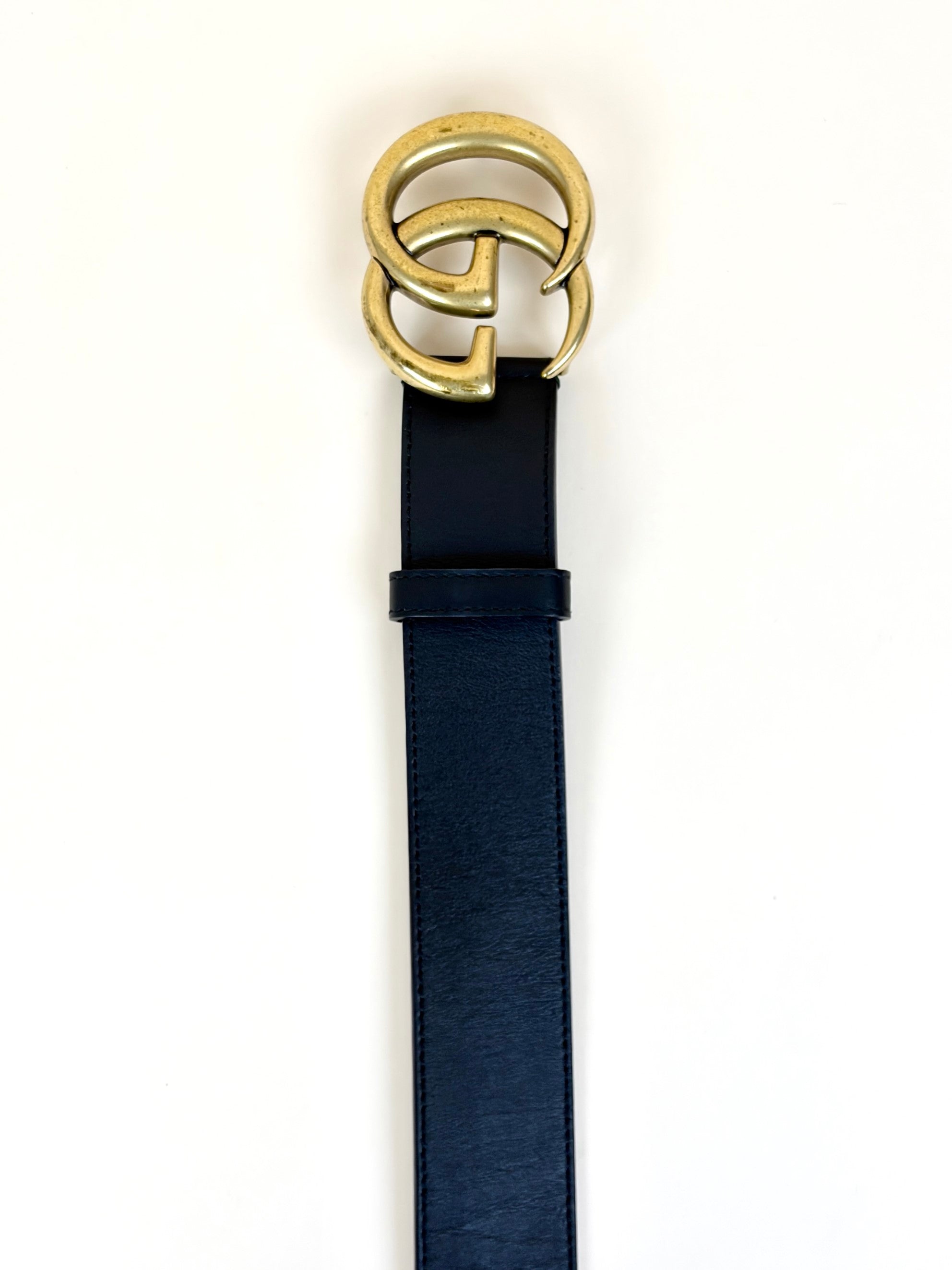 Gucci Black GG Marmont Wide Belt 38