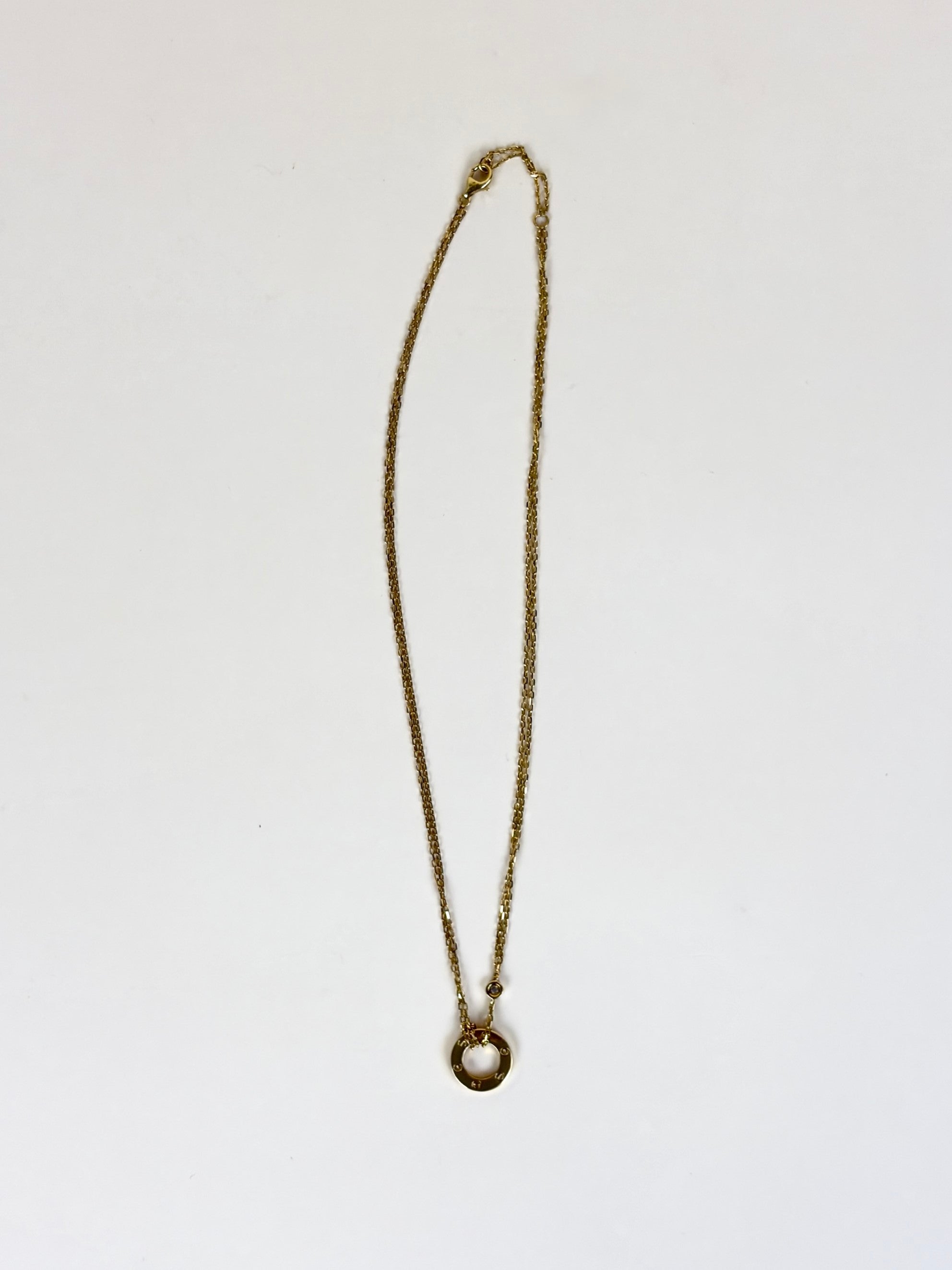 Cartier 18K Yellow Gold Love Pendant with 2 Diamonds Necklace