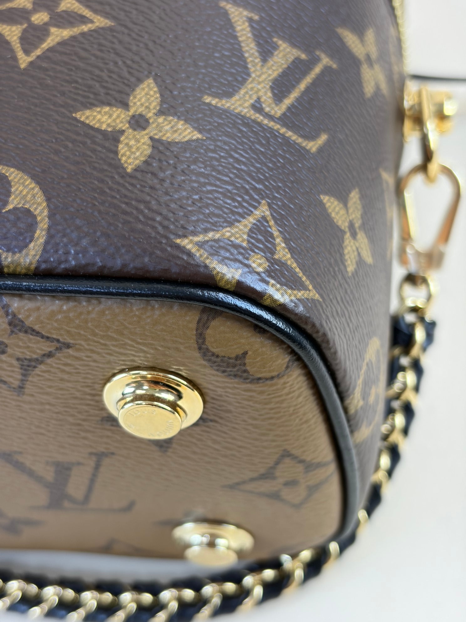 Louis Vuitton Monogram Reverse Vanity PM Top Handle Bag with Chain
