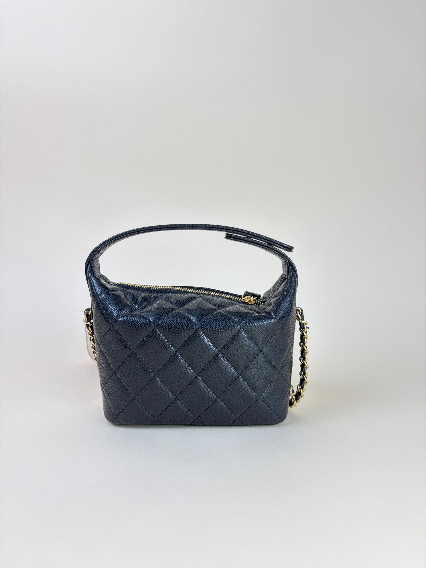 CHANEL caviar quilted hobo clutch with chain
