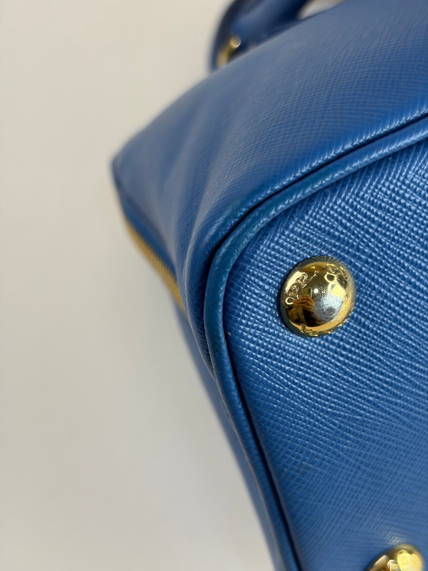 Prada cobalt Saffia no leather promenade small tote bag