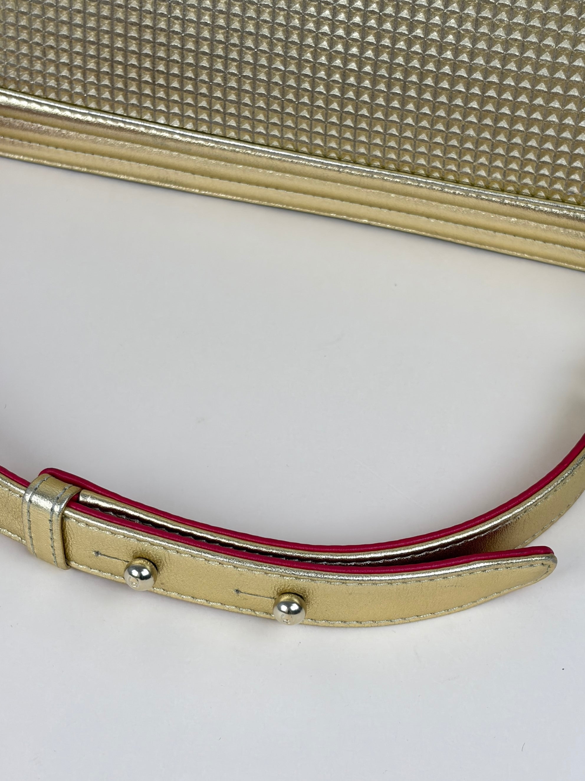 Chanel metallic gold lambskin cube embossed new medium