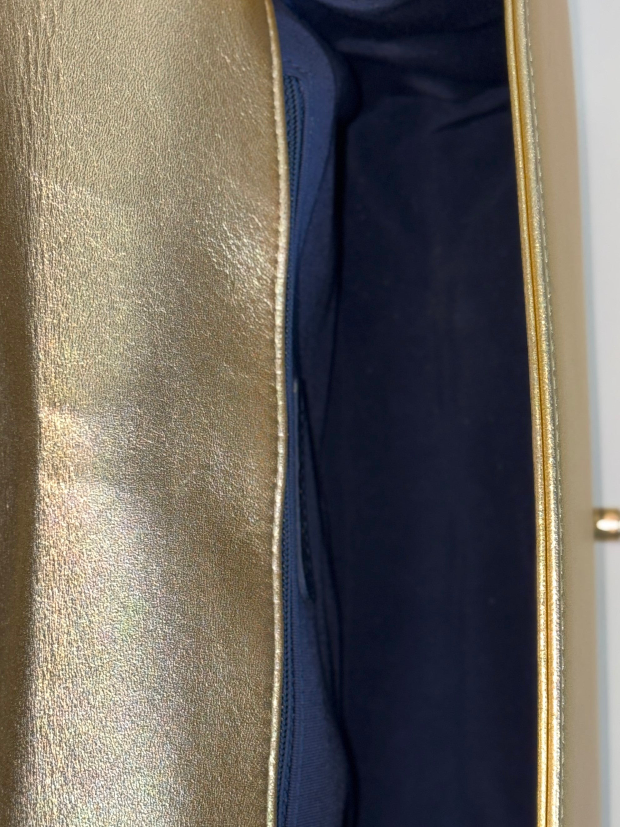 Chanel metallic gold lambskin cube embossed new medium
