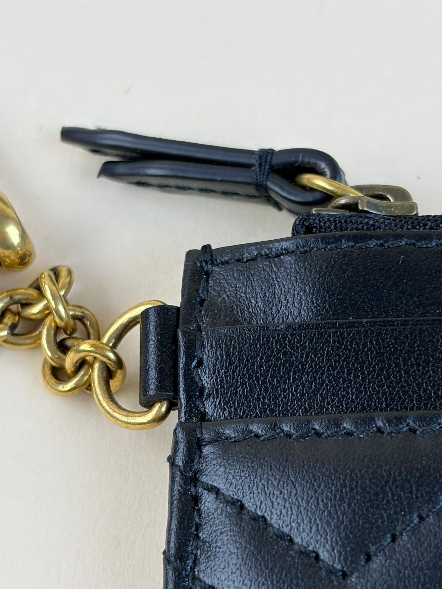 Gucci Black GG Marmont Card Holder with Key Chain