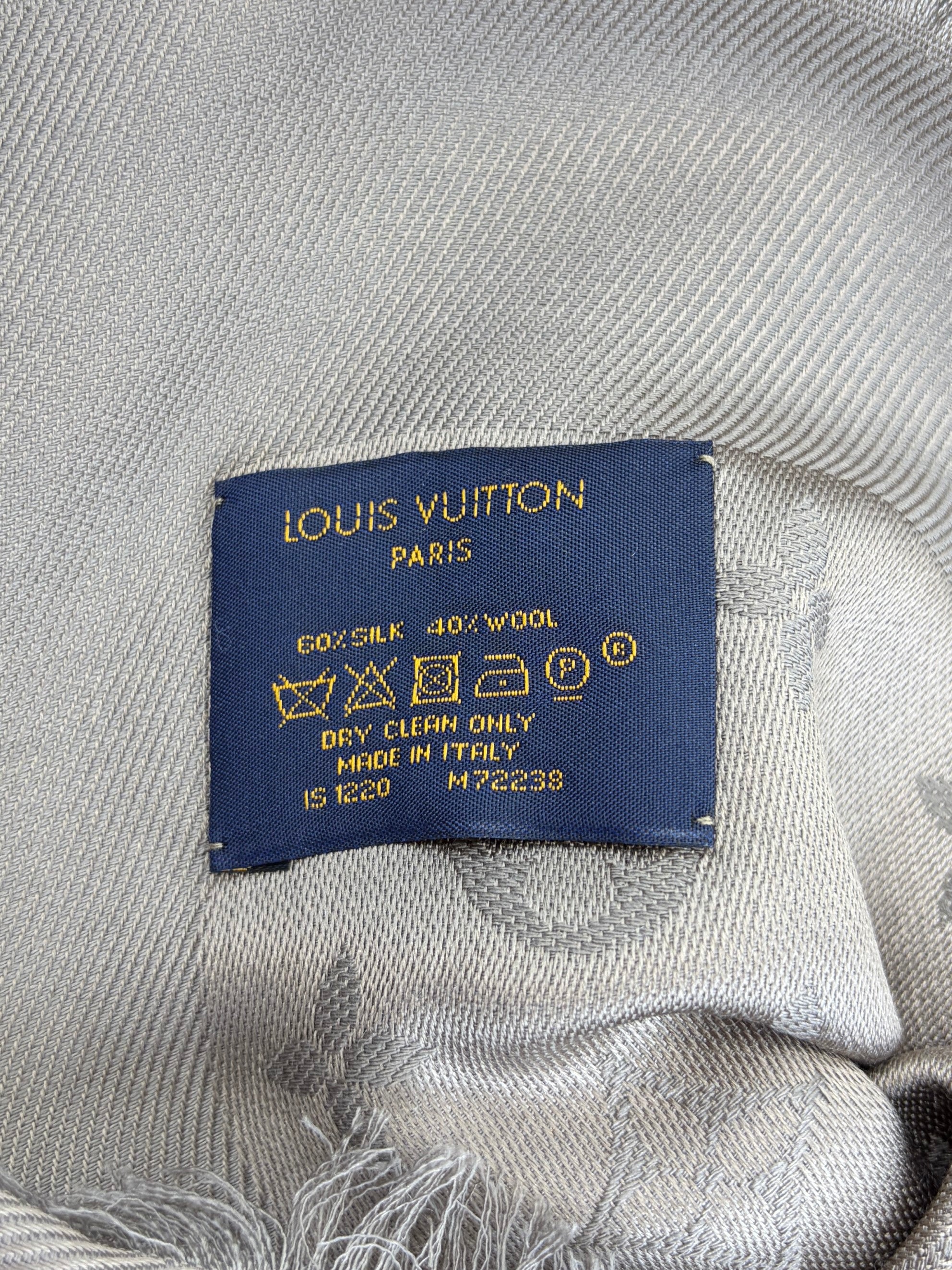 louis Vuitton light brown monogram classic silk wool shawl