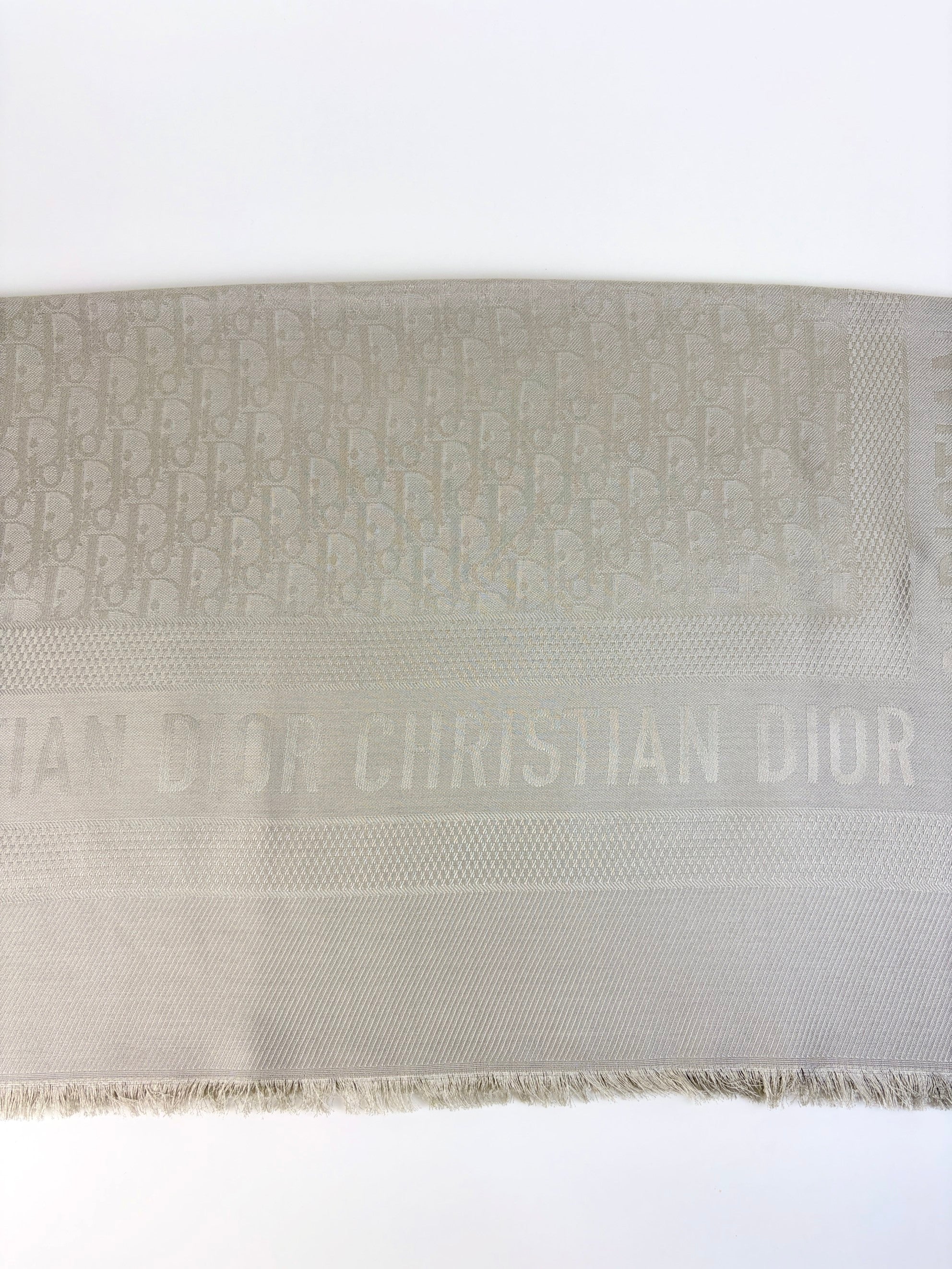 DIOR grayish oblique jacquard silk and wool shawl