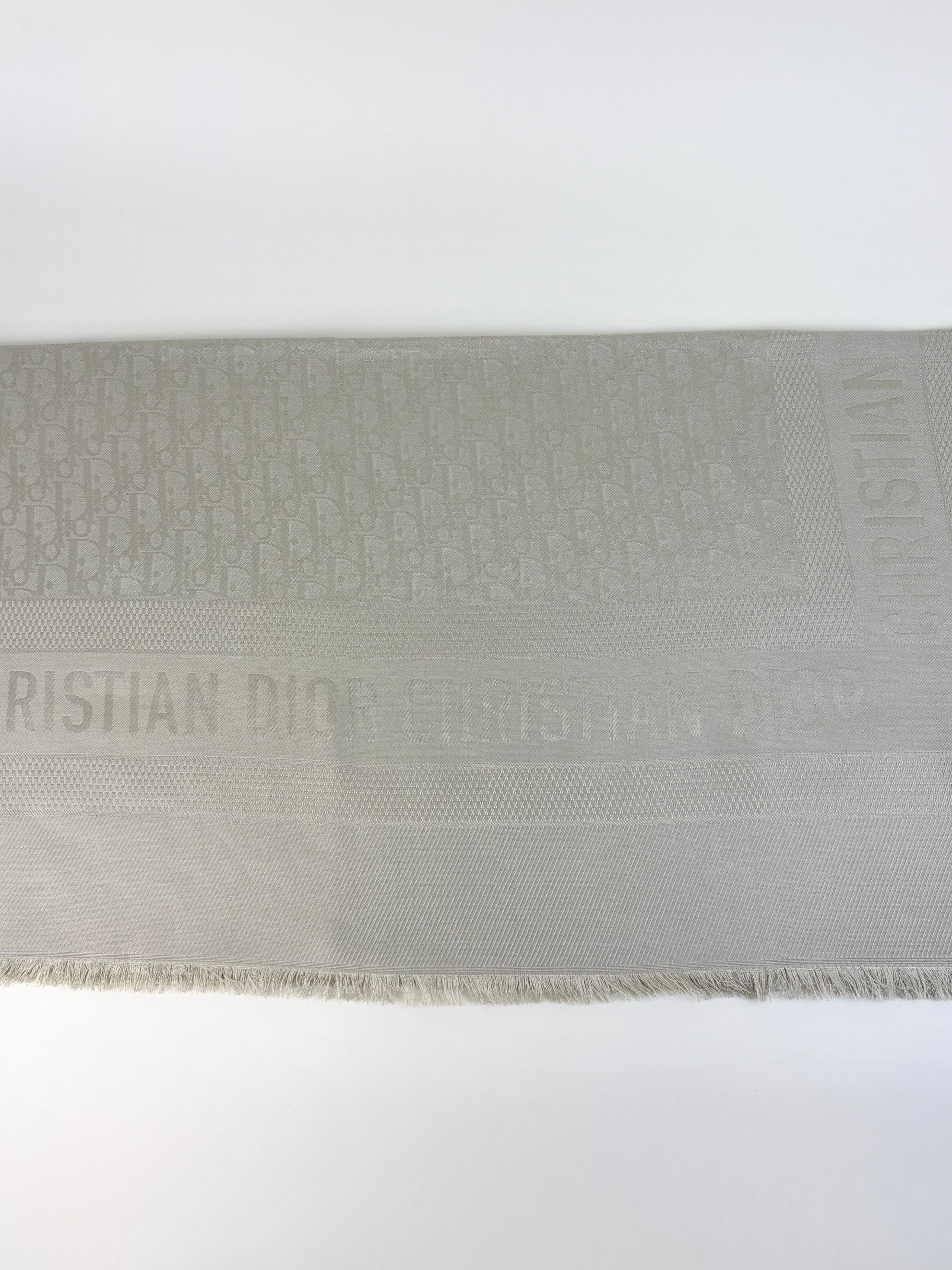 DIOR grayish oblique jacquard silk and wool shawl