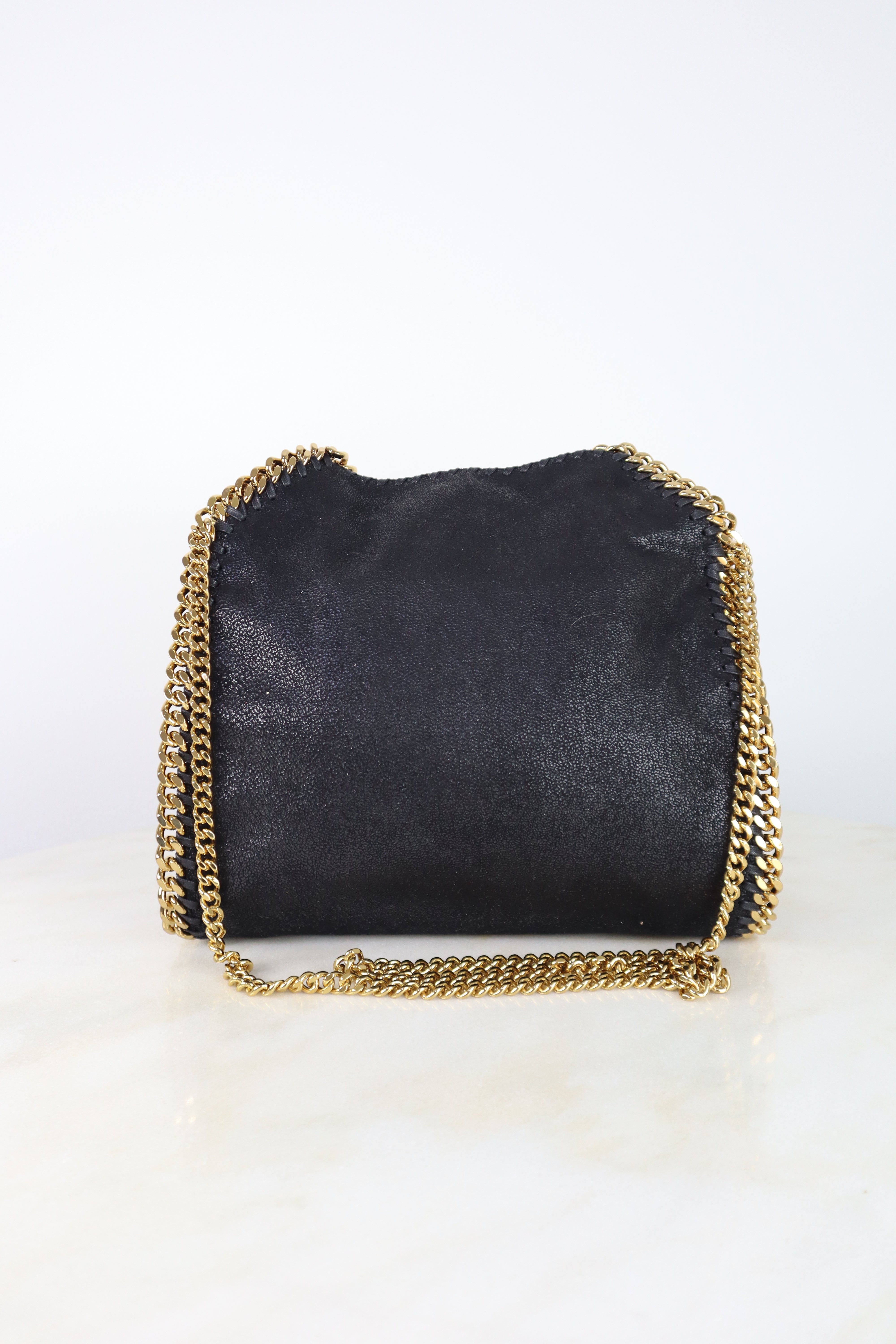 Stella Mccartney Black Falabella Mini Tote Bag with Chains