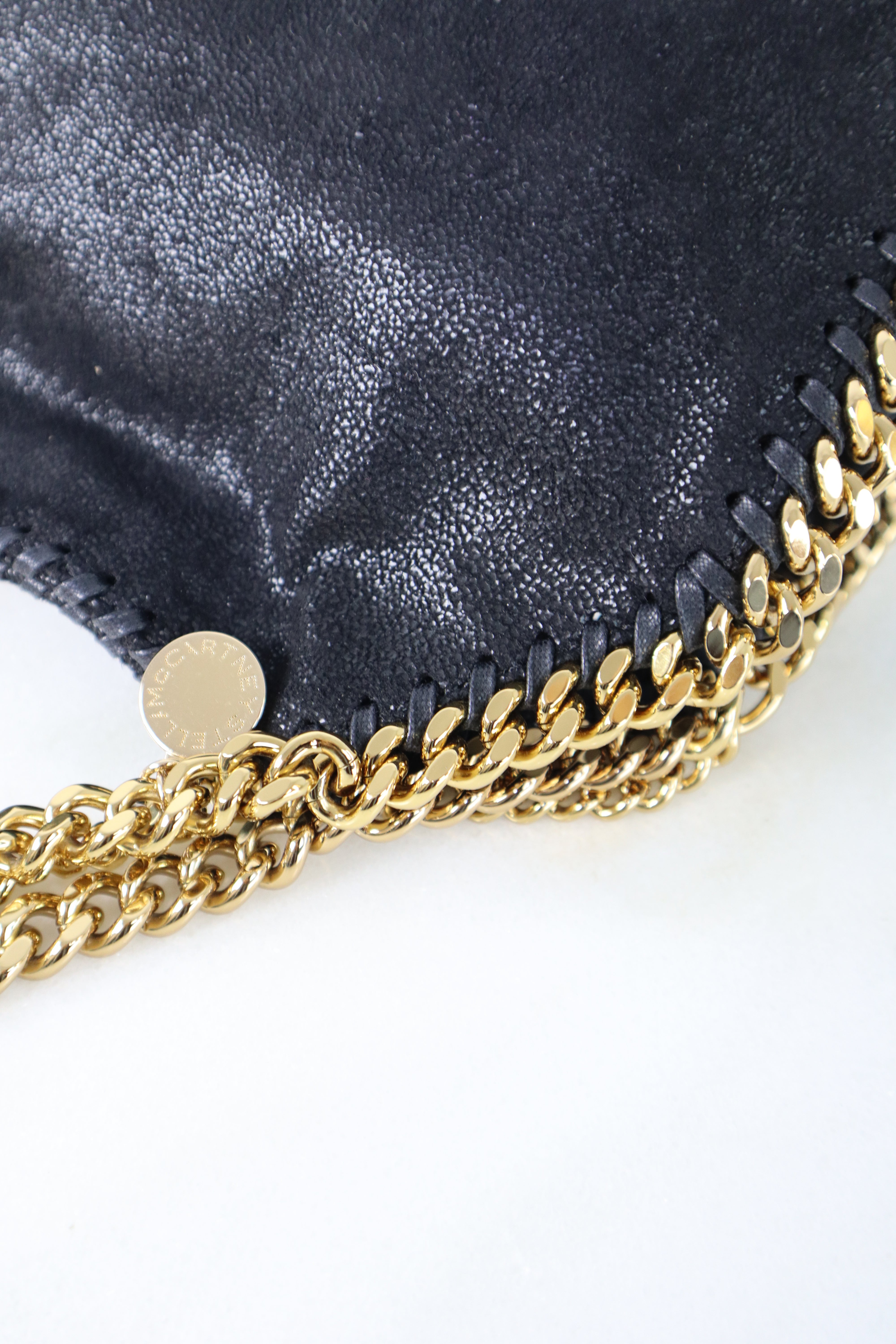 Stella Mccartney Black Falabella Mini Tote Bag with Chains