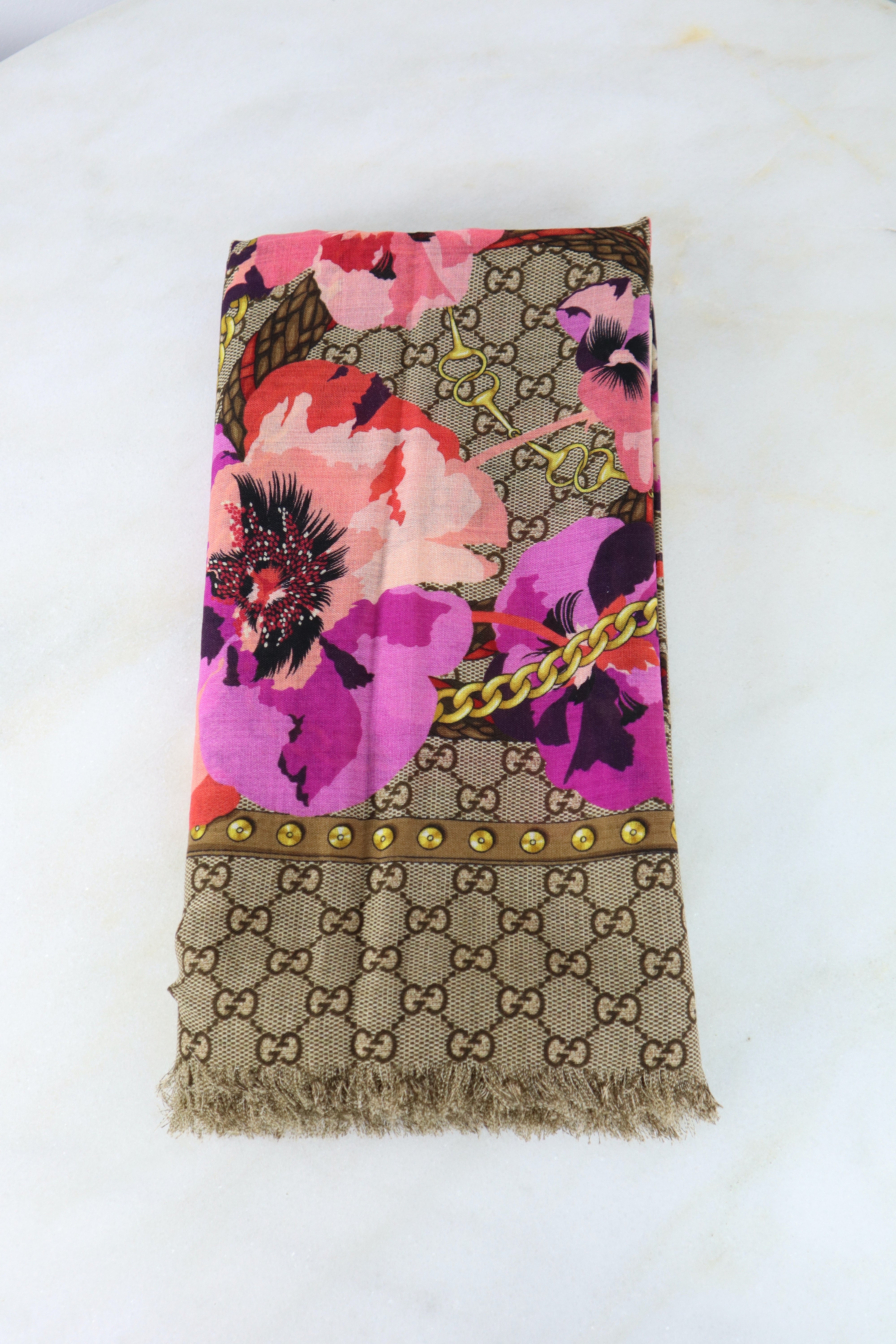 Gucci Tricolor GG Floral Scarf