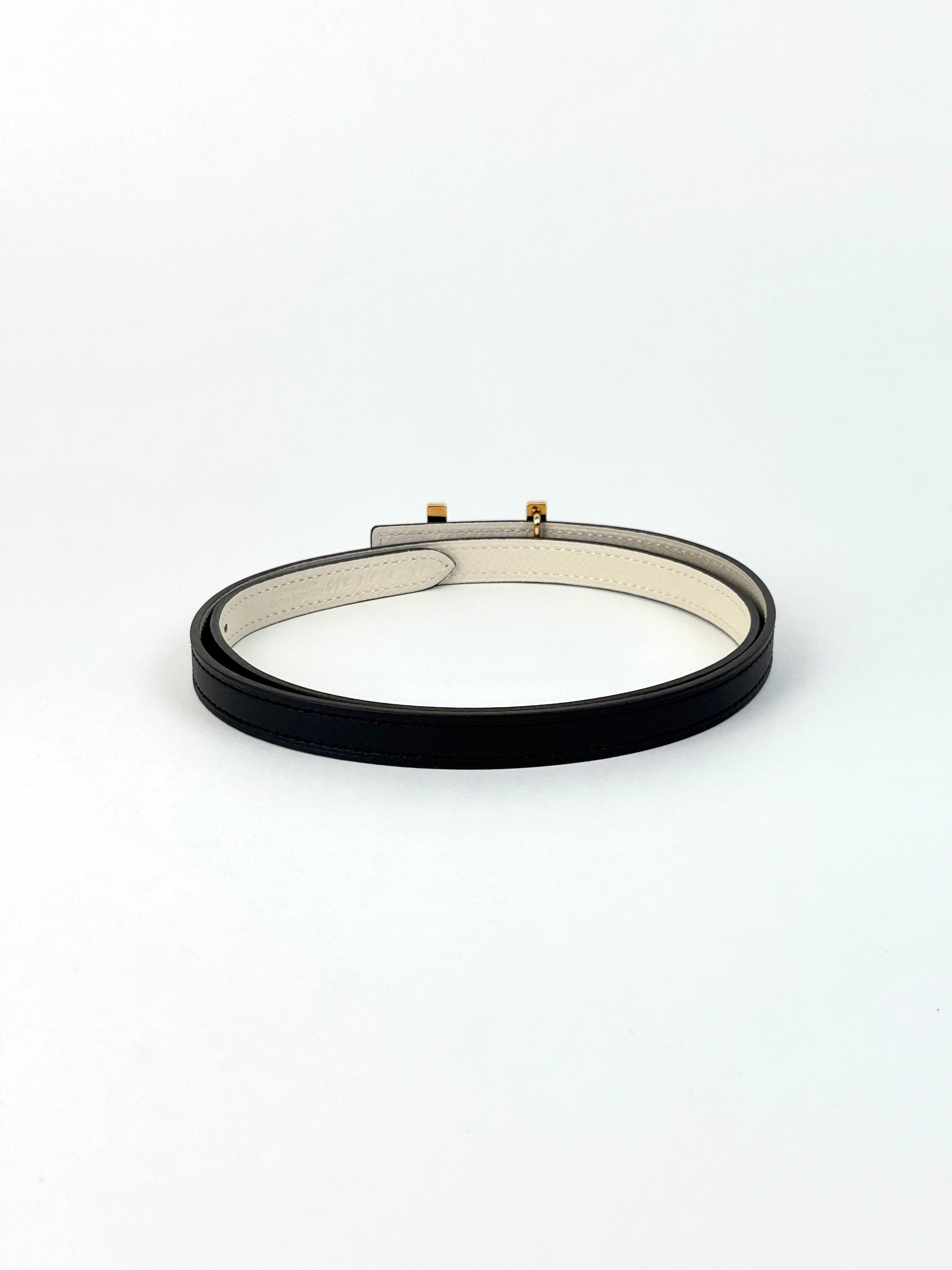 Hermes noir/craic reversible swift and Epsom calfskin mini buckle belt