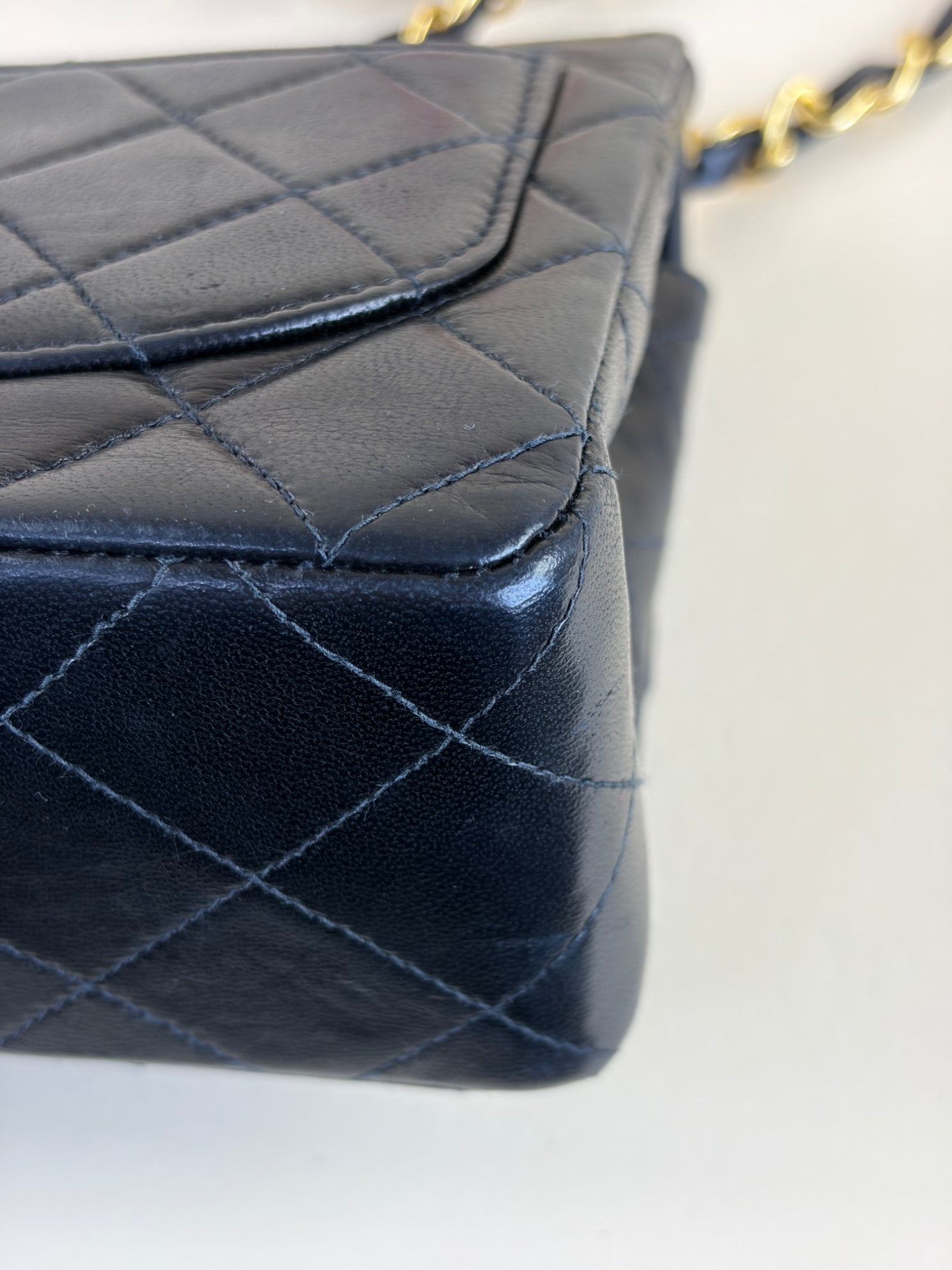 Chanel Black mini square flap with 24k classic flap lambskin