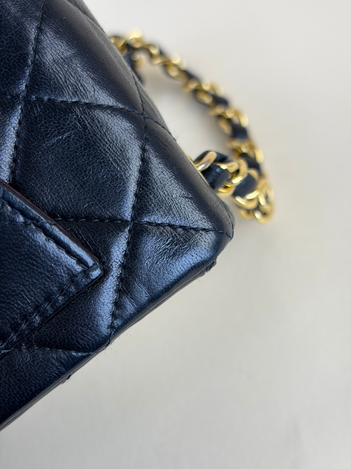 Chanel Black mini square flap with 24k classic flap lambskin