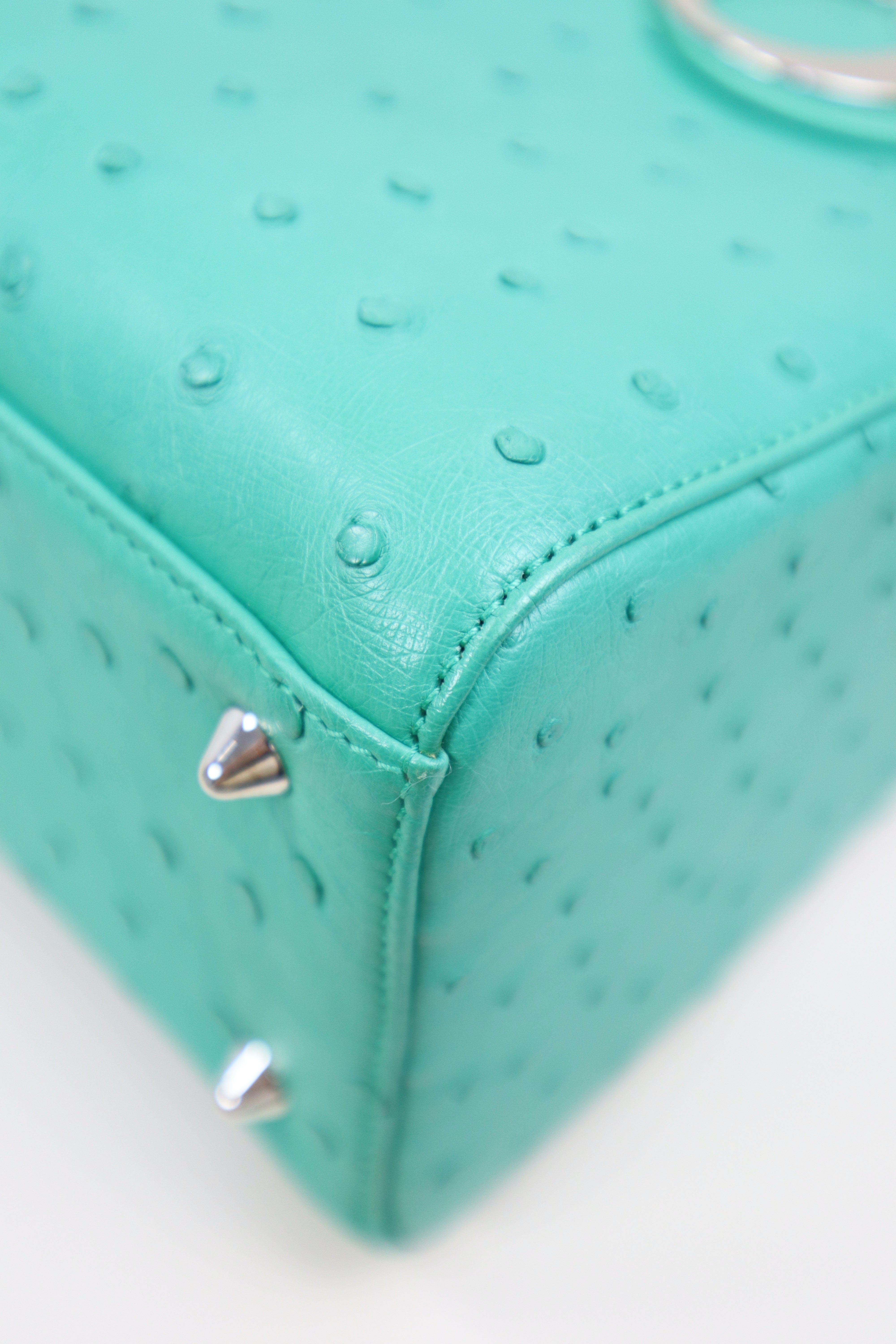 Christian Dior Mint Green Ostrich Medium Lady Dior Tote Bag