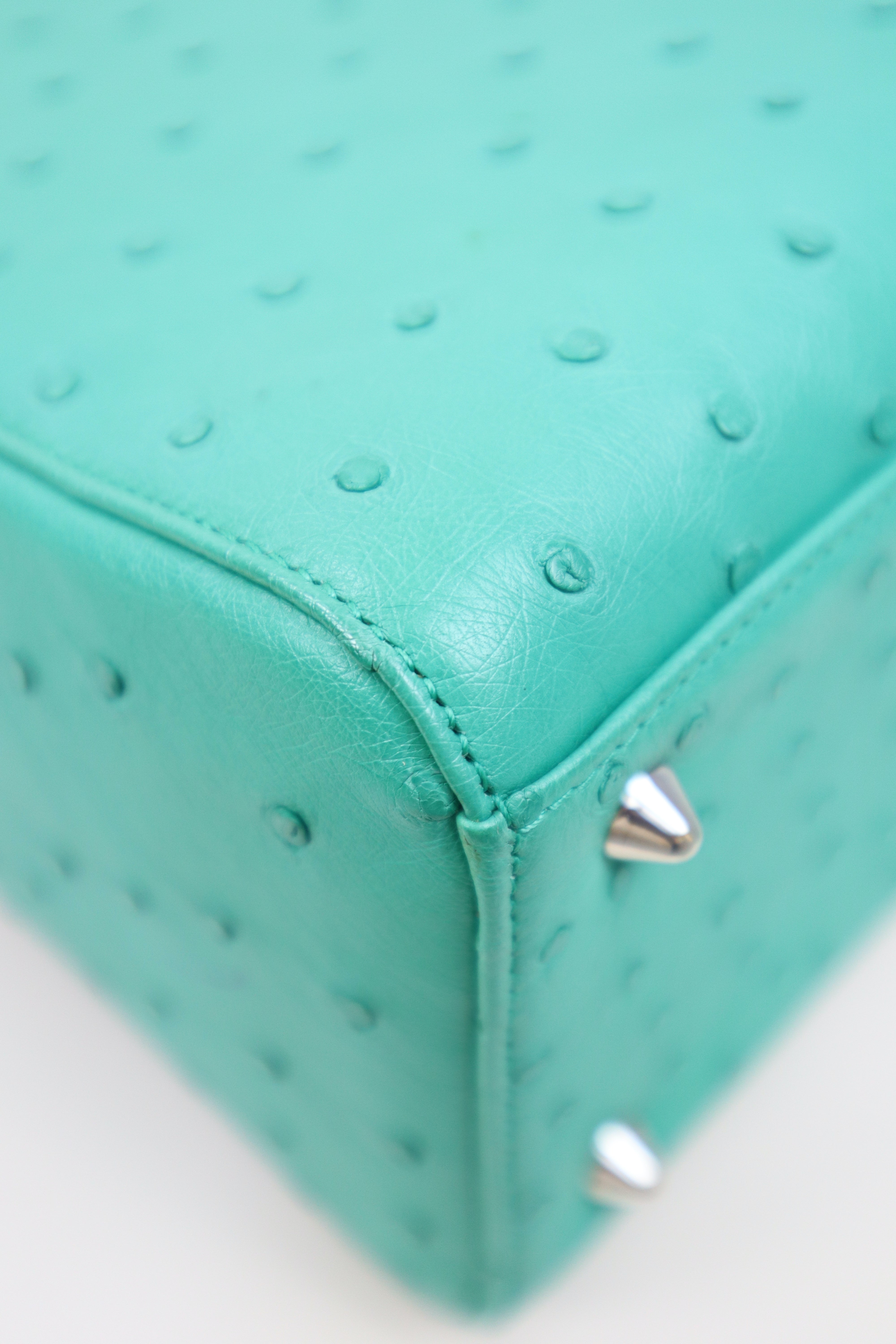 Christian Dior Mint Green Ostrich Medium Lady Dior Tote Bag