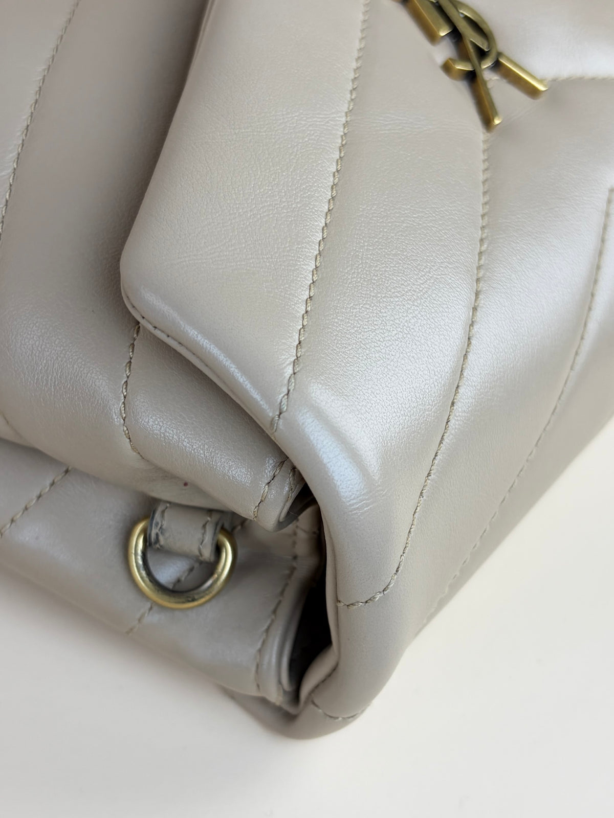 YSL dark beige quilted leather Loulou toy crossbody bag