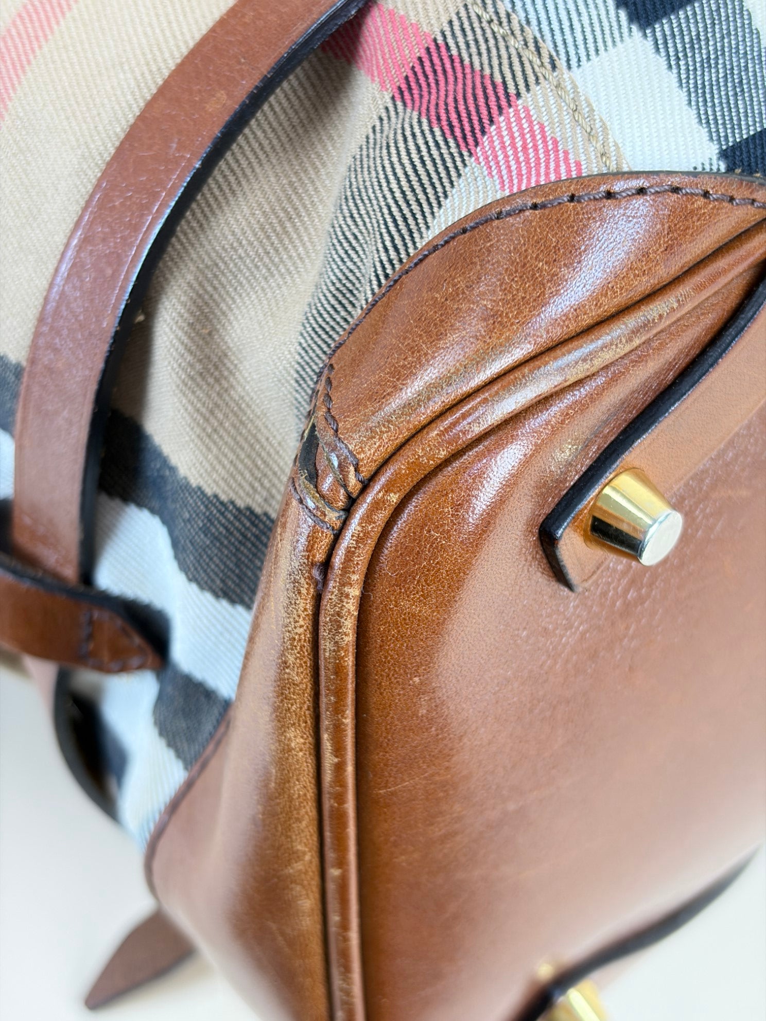 Burberry Brown Lynher Medium House Check Tote Bag