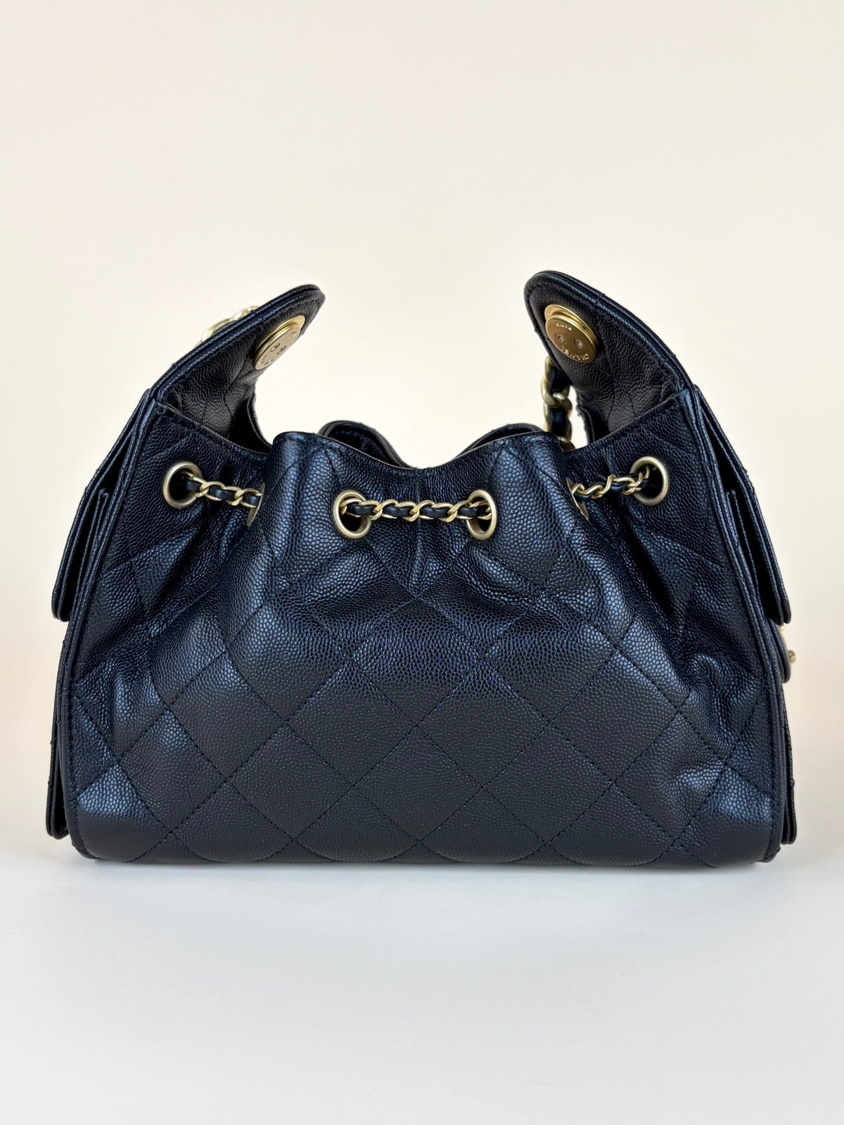 Chanel black caviar leather CC Chanel 25 Mini Handbag