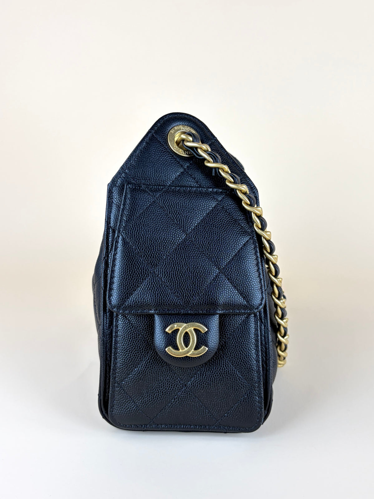 Chanel black caviar leather CC Chanel 25 Mini Handbag