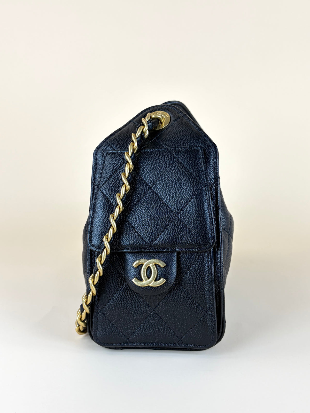 Chanel black caviar leather CC Chanel 25 Mini Handbag