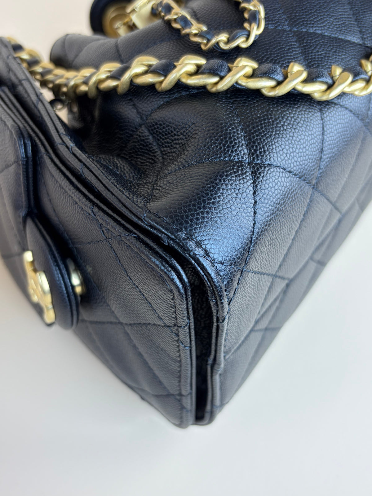 Chanel black caviar leather CC Chanel 25 Mini Handbag