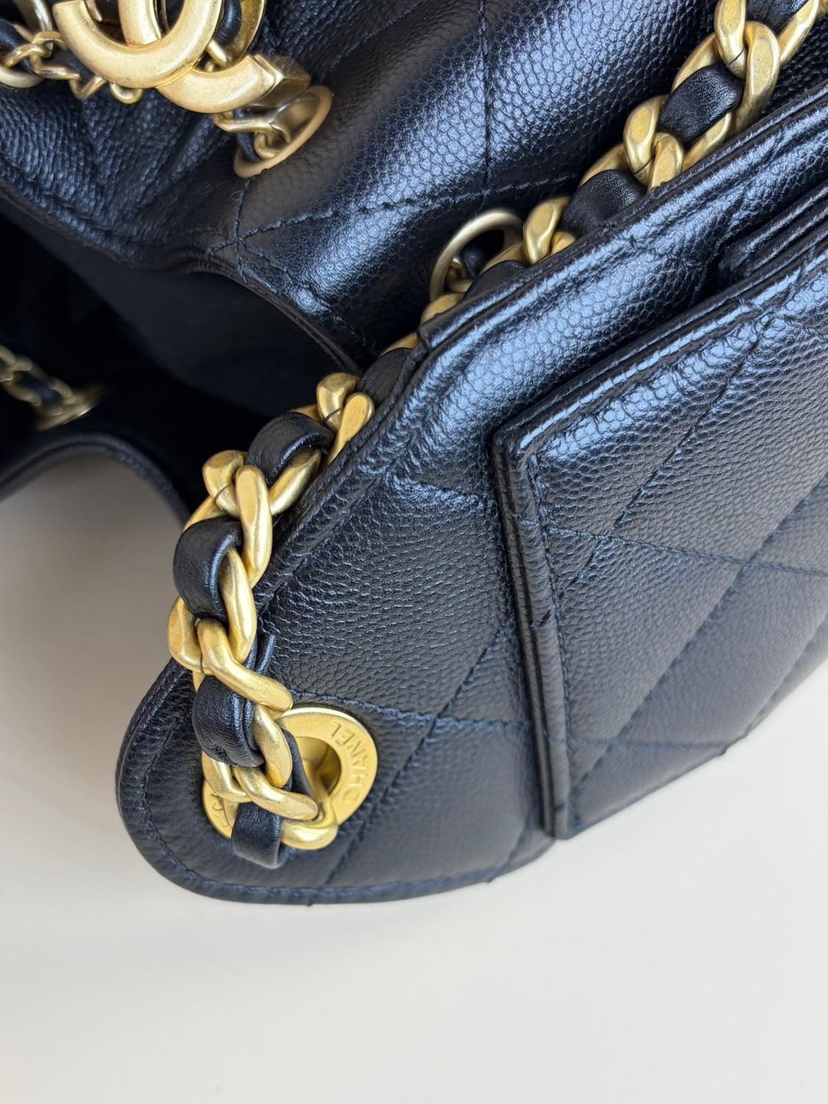Chanel black caviar leather CC Chanel 25 Mini Handbag
