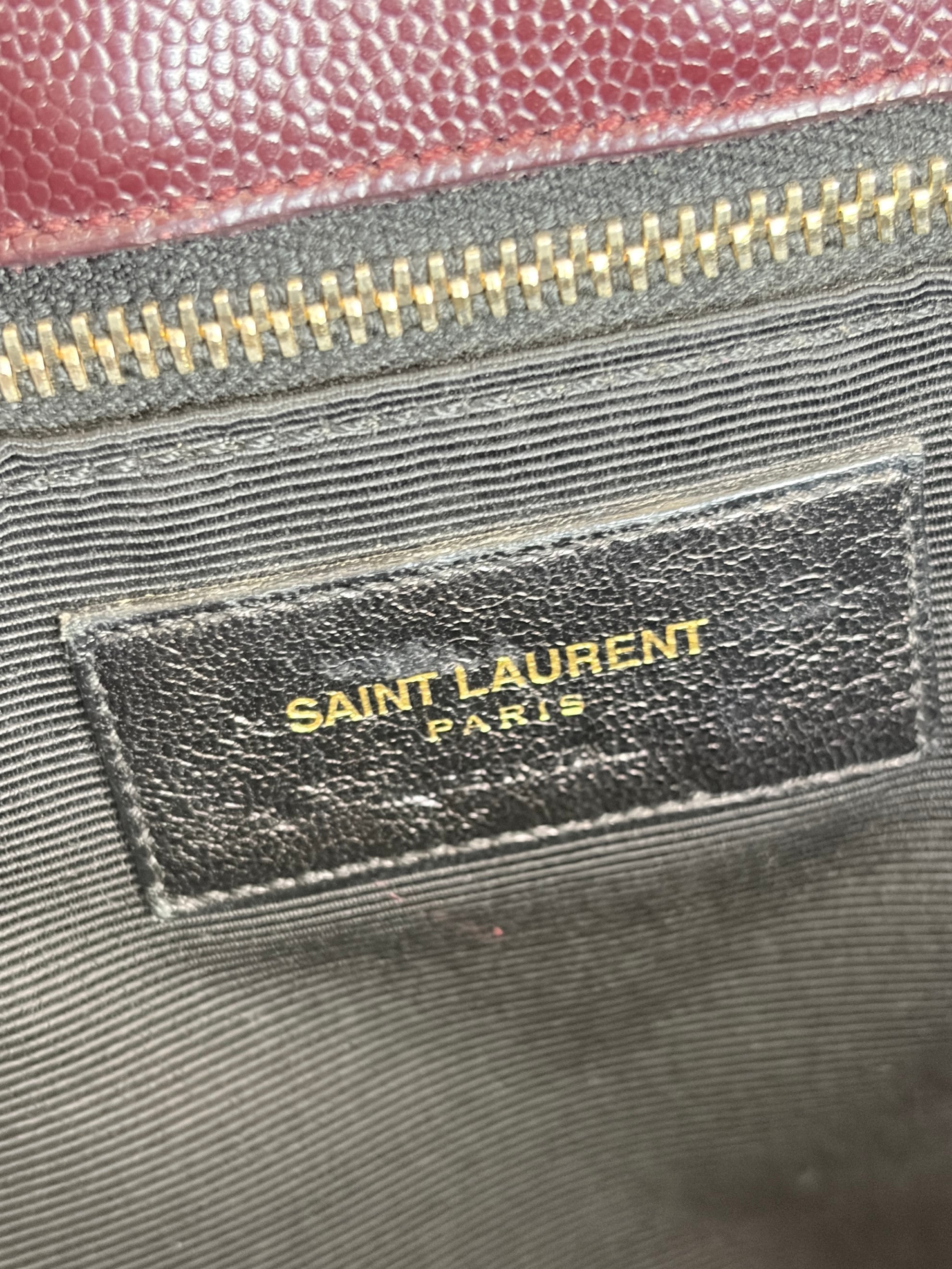 YSL Burgundy Chevron Quilted Cassandre Monogram Shopper Bag