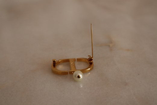 Christian Dior White CD Crystal Pearl Brooch-Brooch-Christian Dior-The Closet Egypt