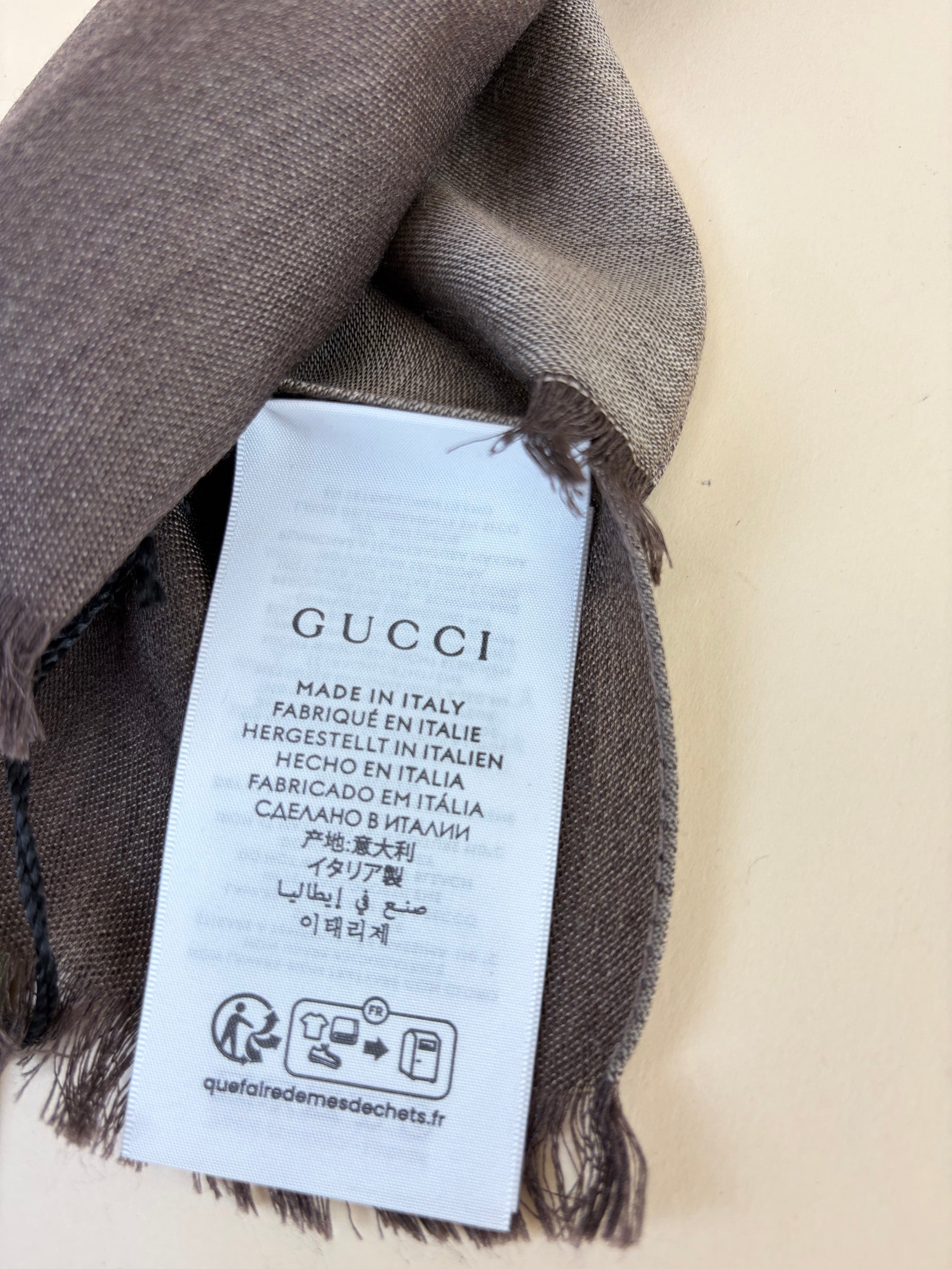Gucci Brown GG Monogram Silk Scarf