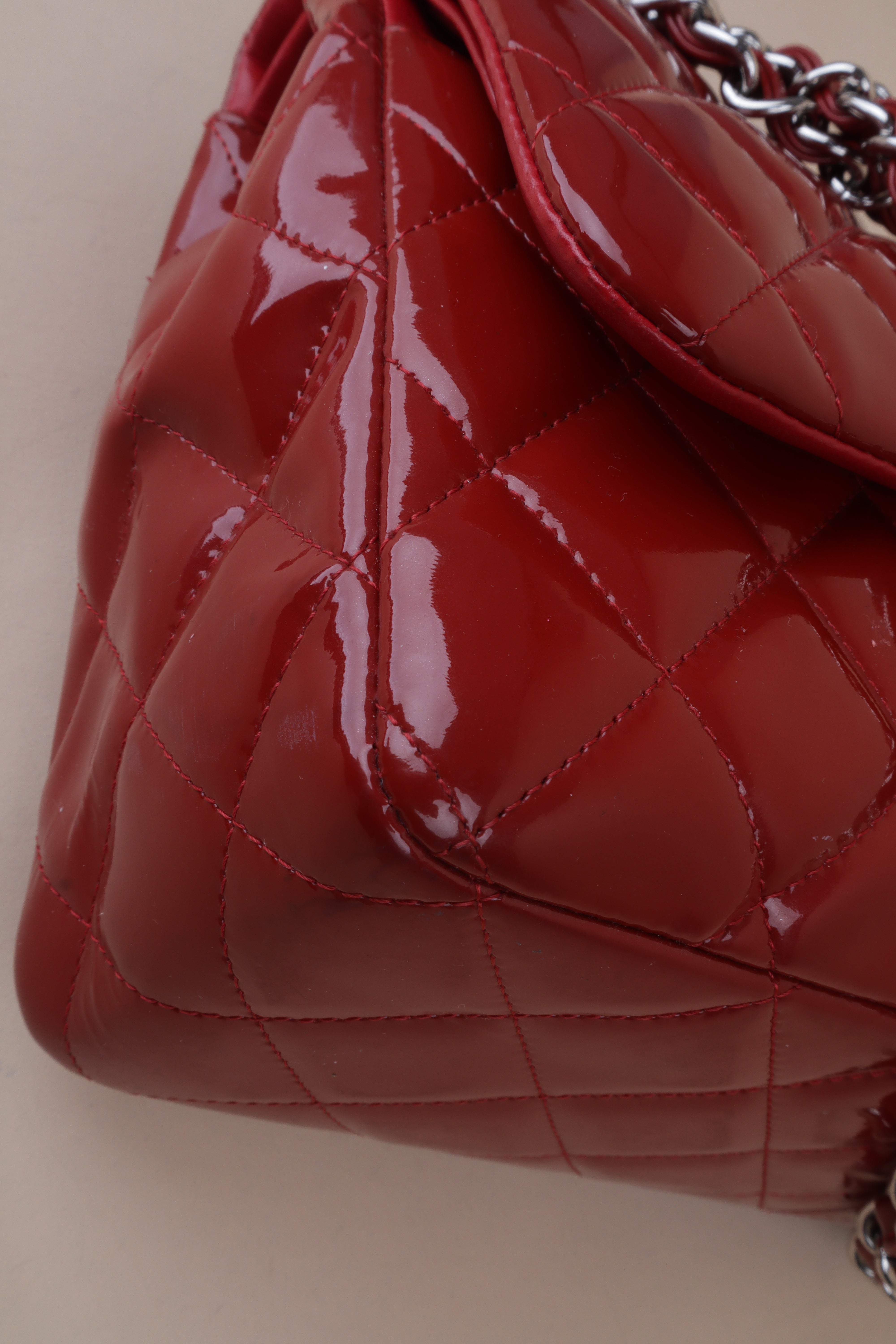 Chanel Baby red Jumbo Quilted Classic Double Flap Bag