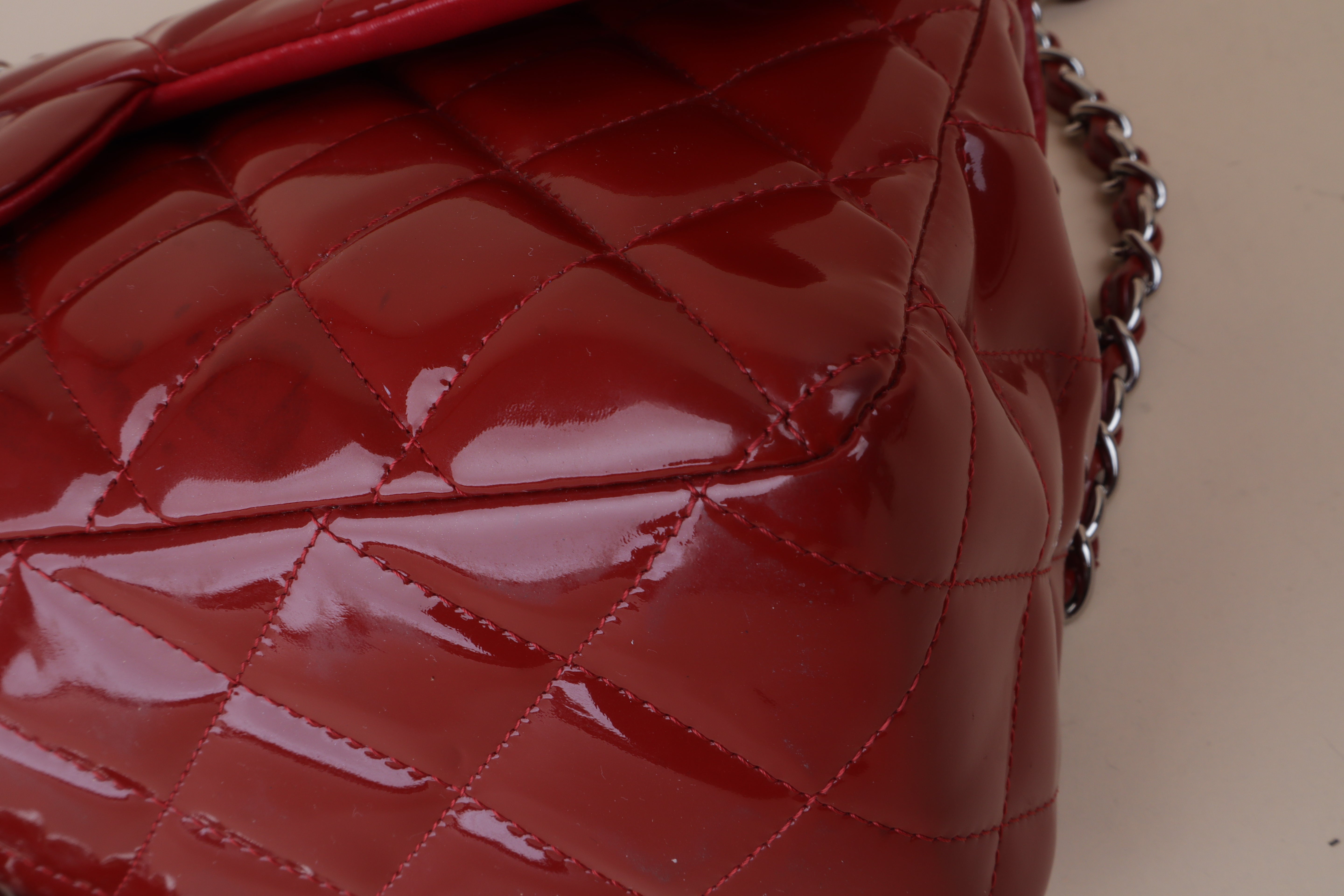 Chanel Baby red Jumbo Quilted Classic Double Flap Bag