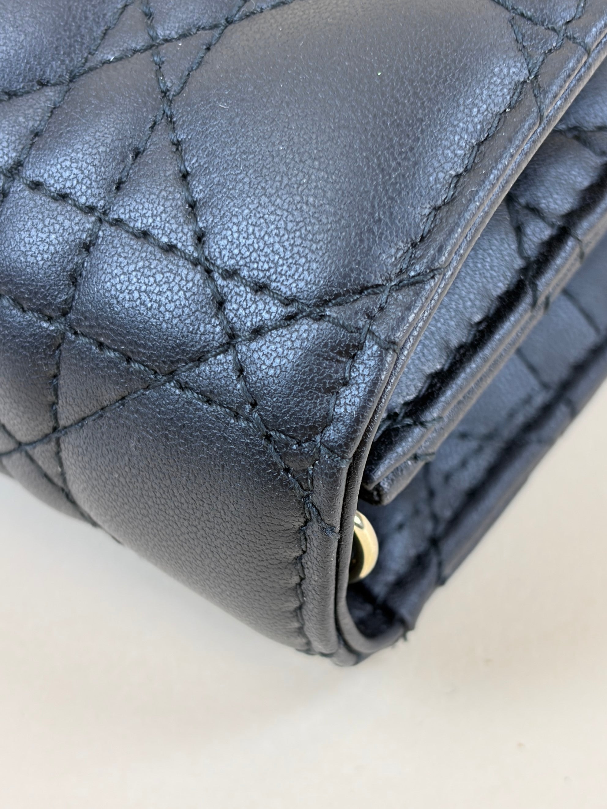 Christian Dior black canage lambskin mydior Daily Pouch with Chain