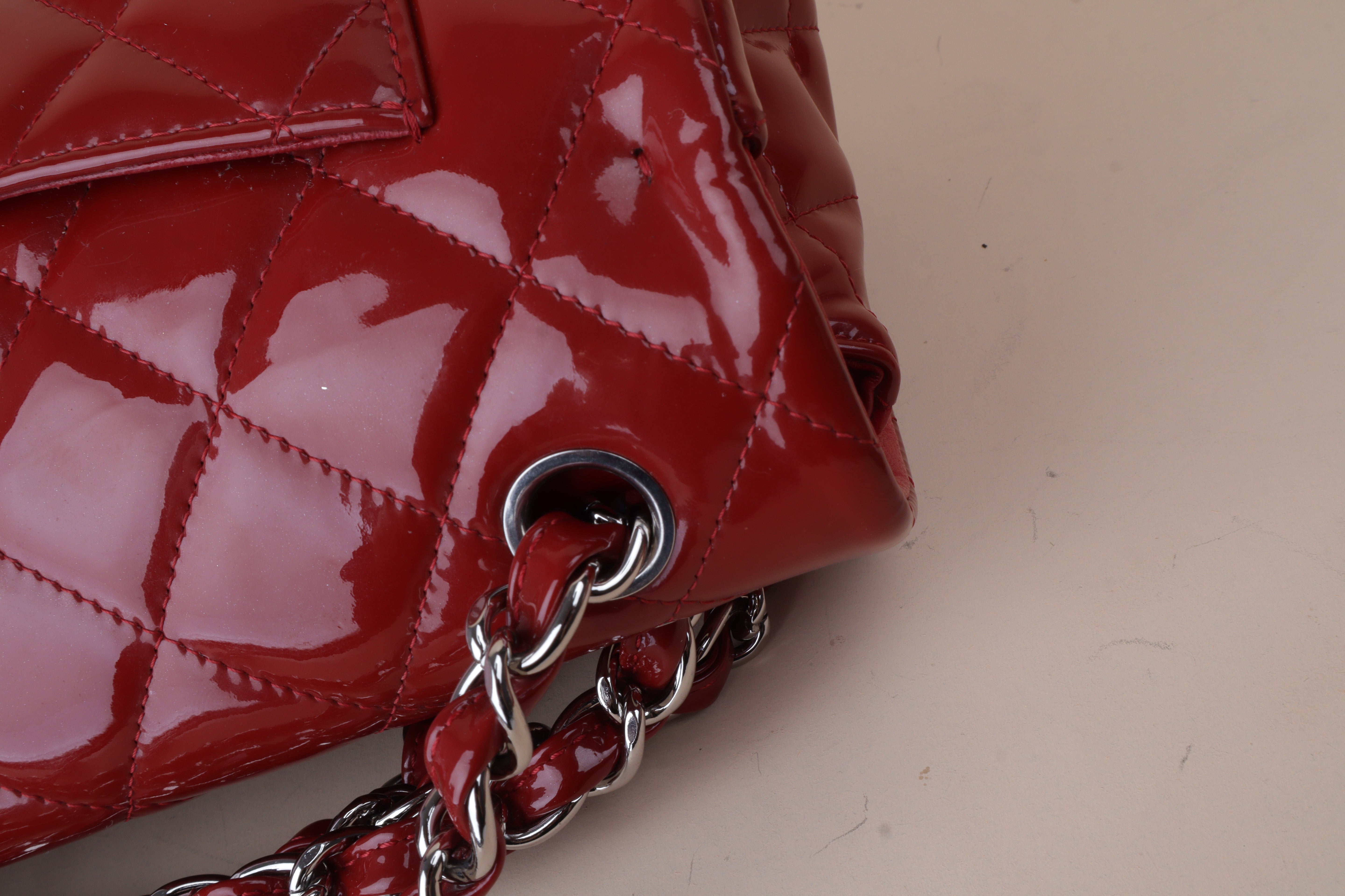 Chanel Baby red Jumbo Quilted Classic Double Flap Bag