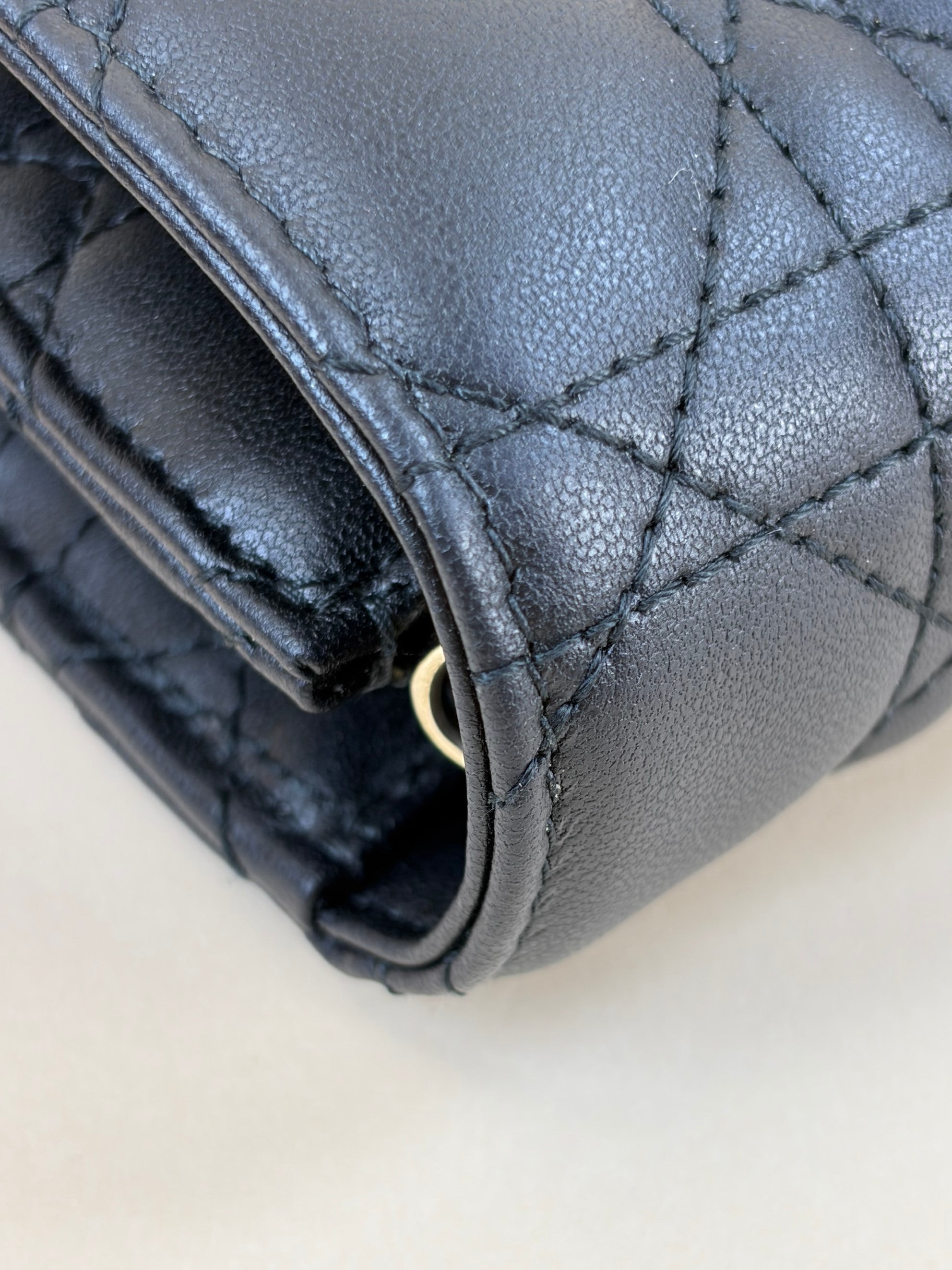 Christian Dior black canage lambskin mydior Daily Pouch with Chain