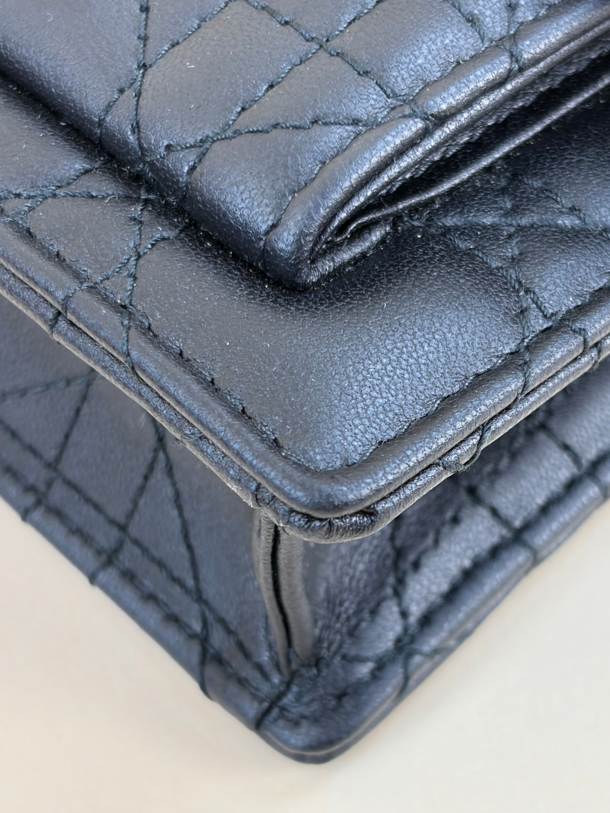 Christian Dior black canage lambskin mydior Daily Pouch with Chain