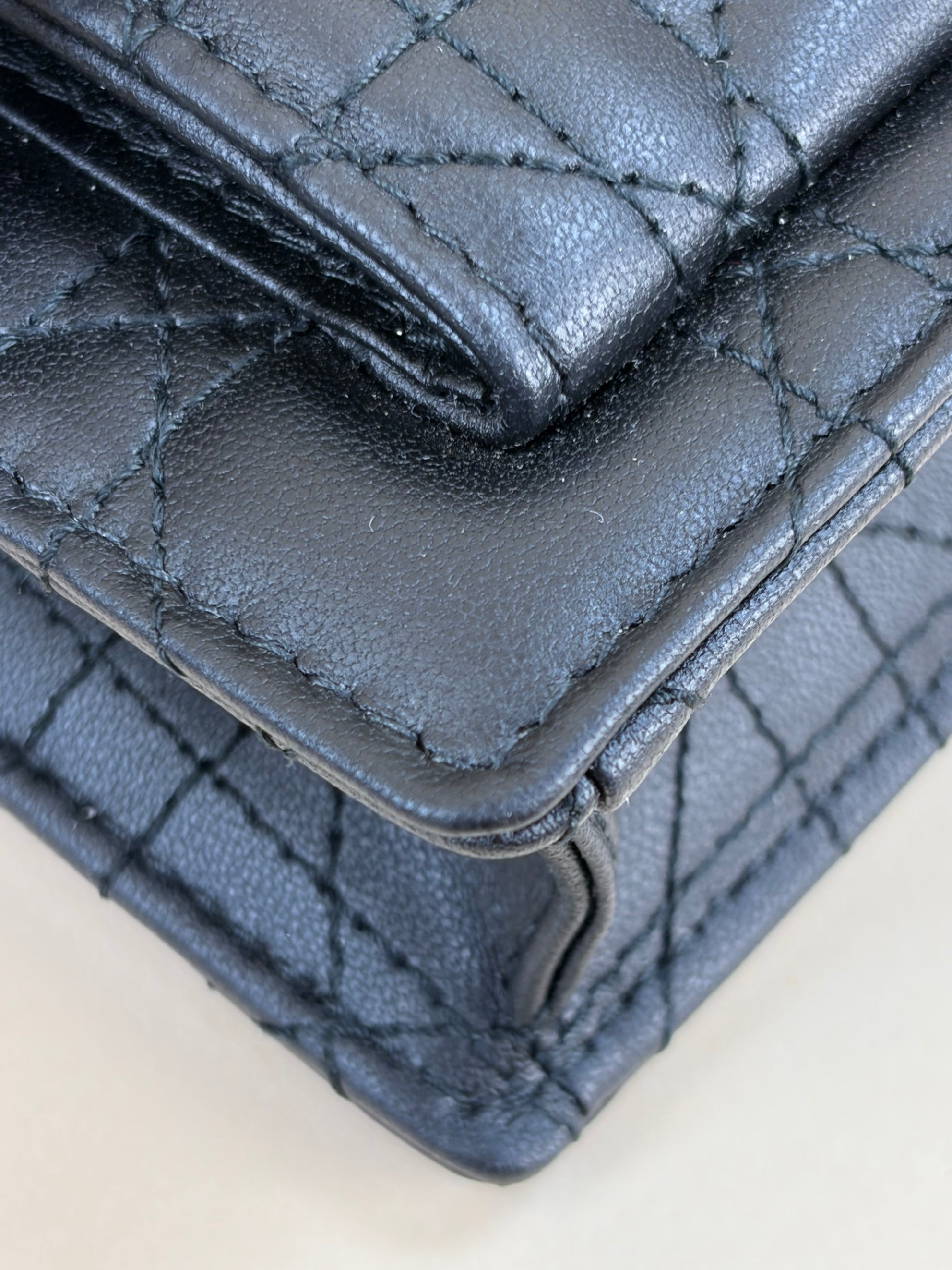 Christian Dior black canage lambskin mydior Daily Pouch with Chain