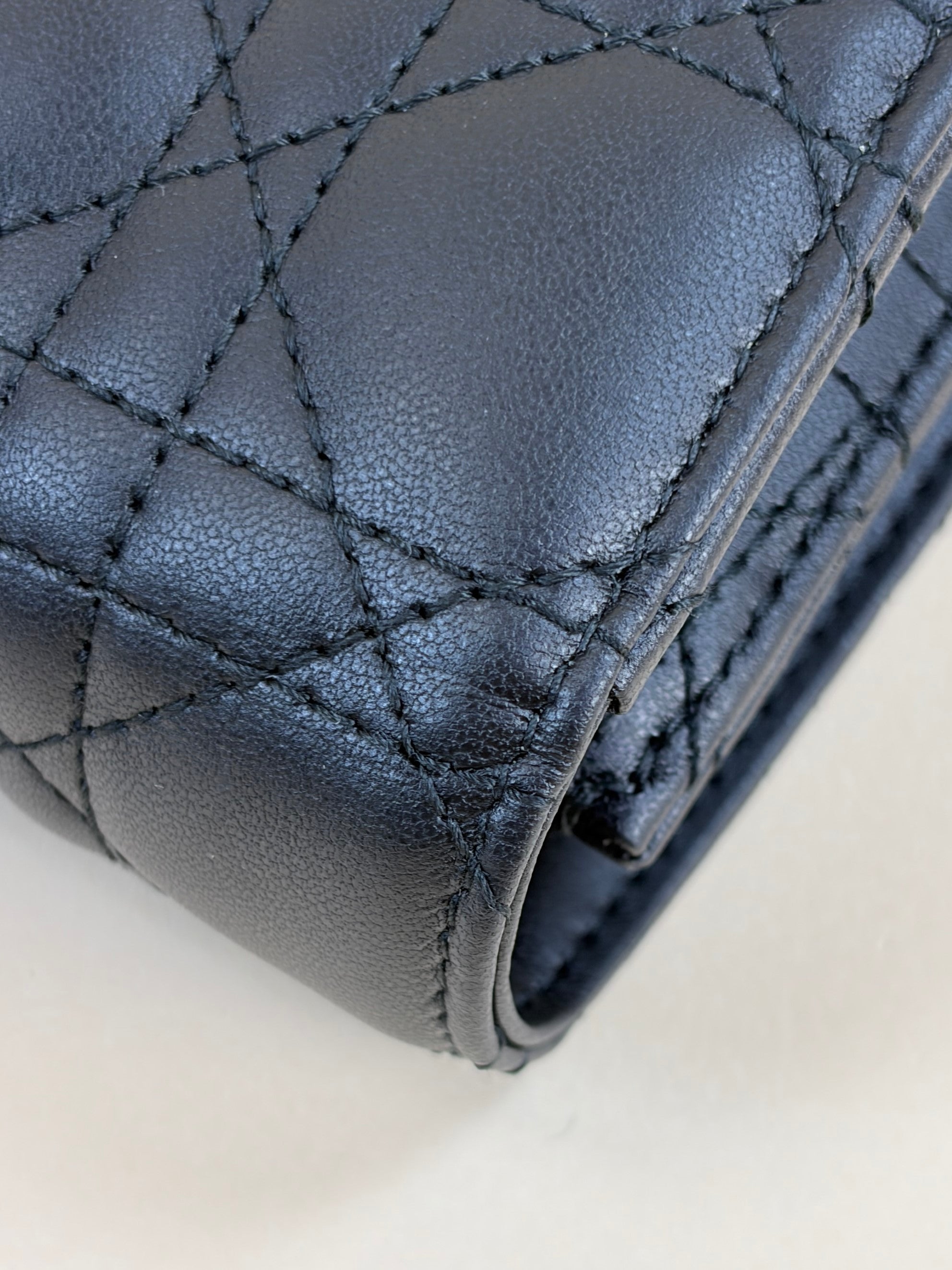 Christian Dior black canage lambskin mydior Daily Pouch with Chain