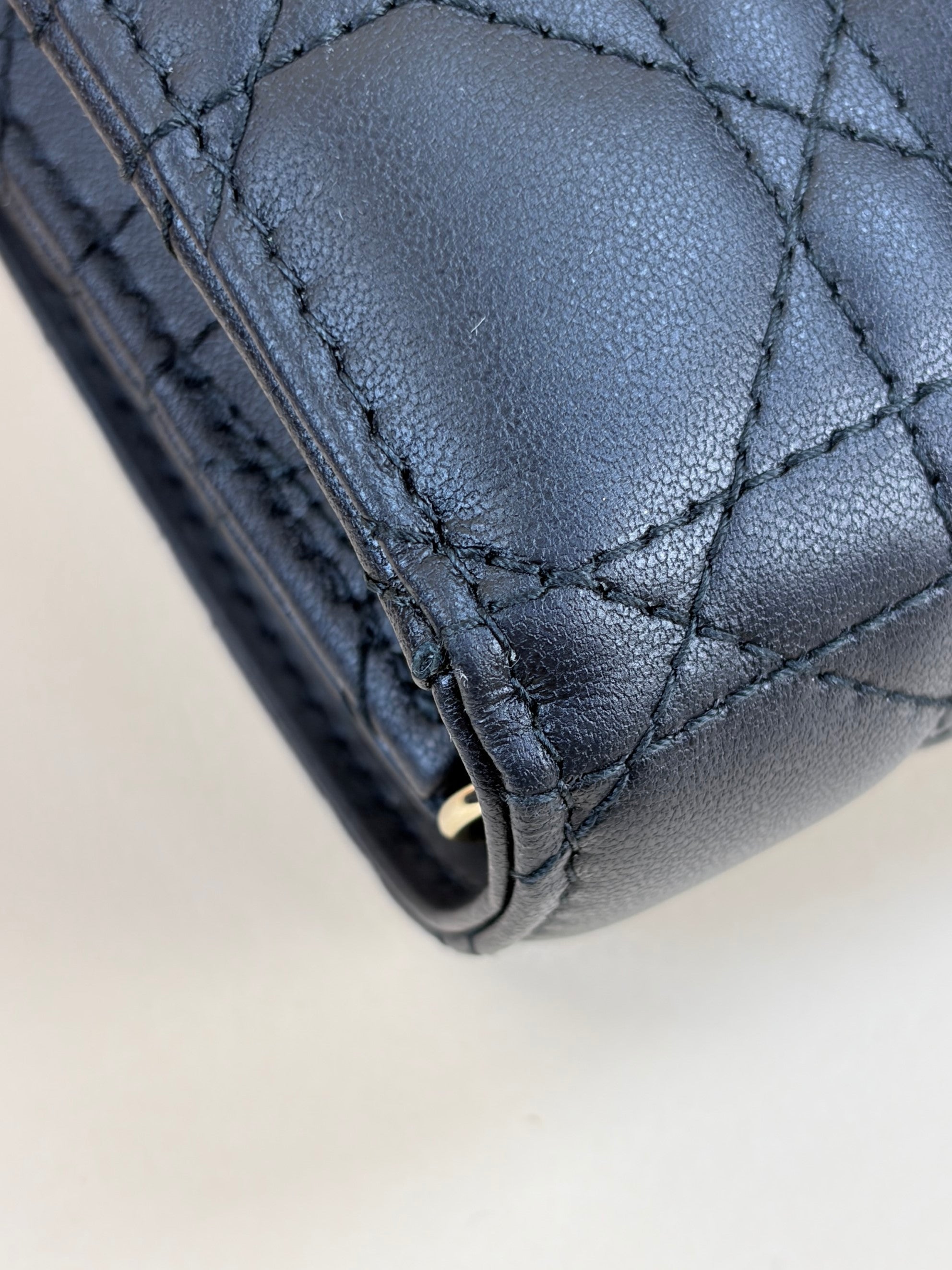 Christian Dior black canage lambskin mydior Daily Pouch with Chain