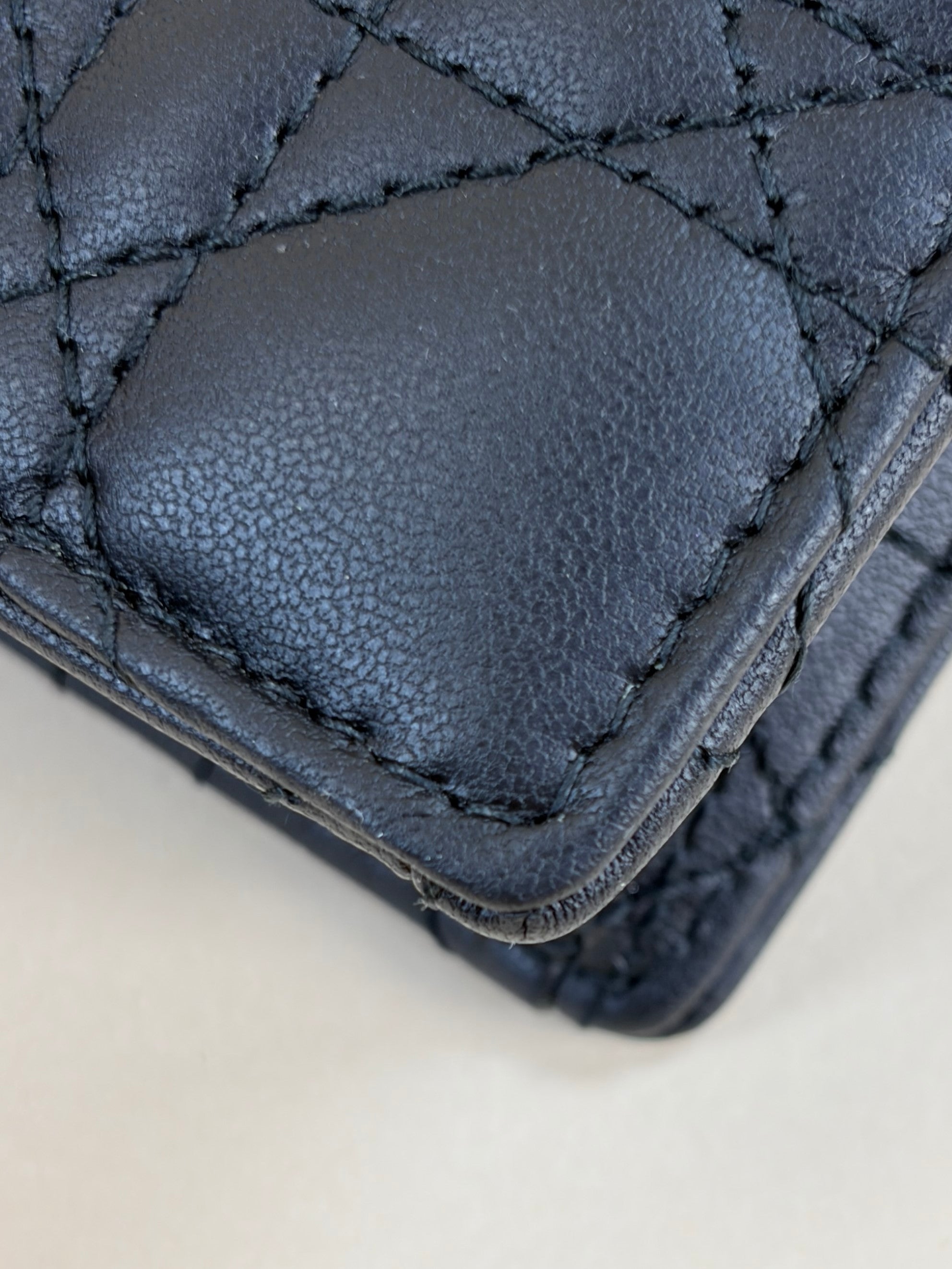 Christian Dior black canage lambskin mydior Daily Pouch with Chain