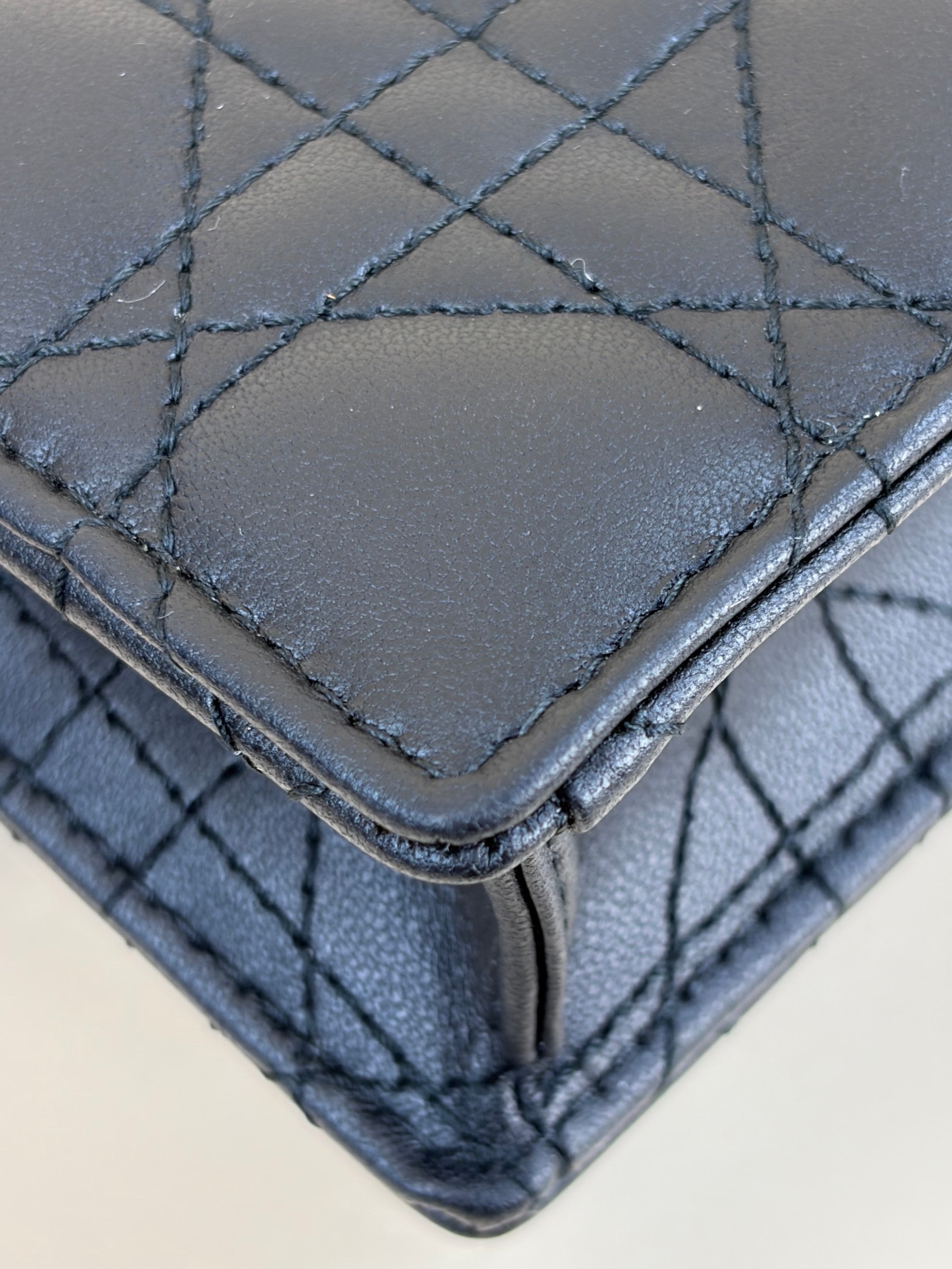 Christian Dior black canage lambskin mydior Daily Pouch with Chain