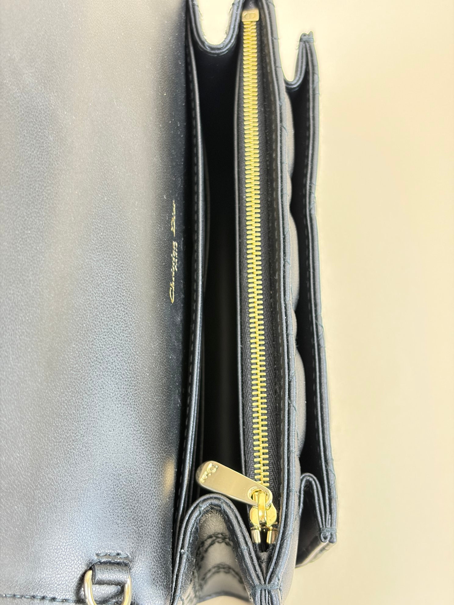 Christian Dior black canage lambskin mydior Daily Pouch with Chain