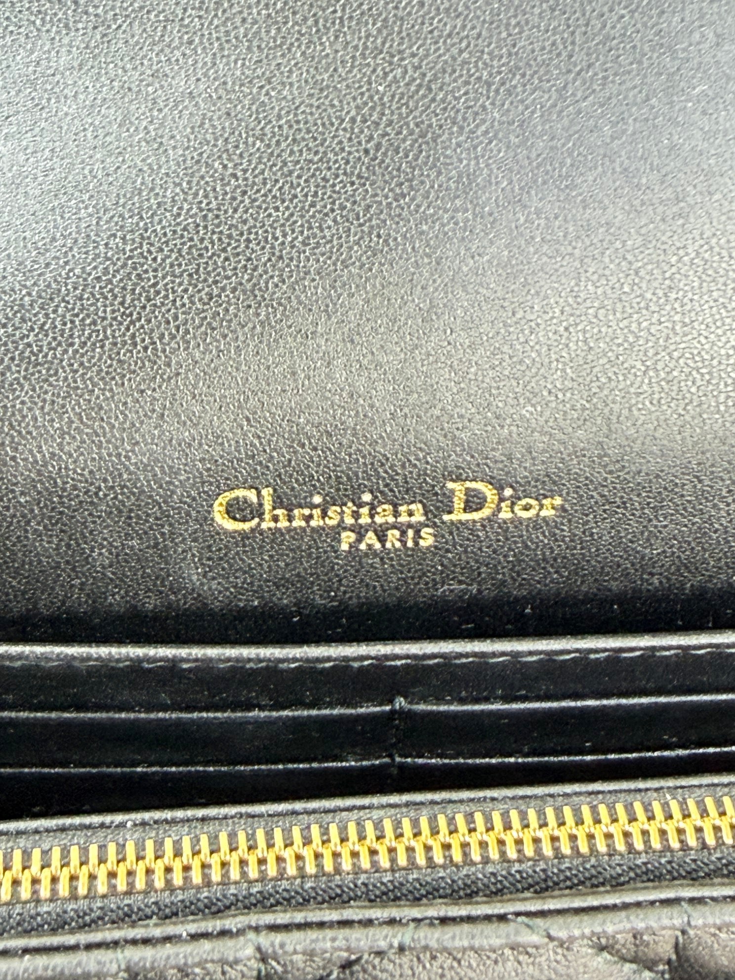 Christian Dior black canage lambskin mydior Daily Pouch with Chain